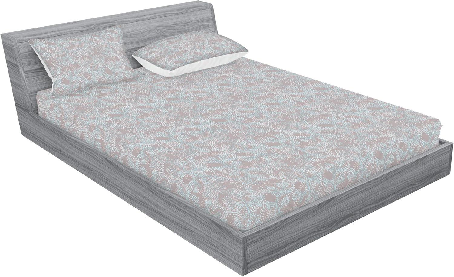 imageAmbesonne Floral Fitted Sheet amp Pillow Sham Set Roses for Valentine Love Team Holiday Celebration Botanical Artwork on Hue Back Decorative Printed 3 Piece Bedding Decor Set Queen Dimgray BlushTaupe Grey and Sea Blue