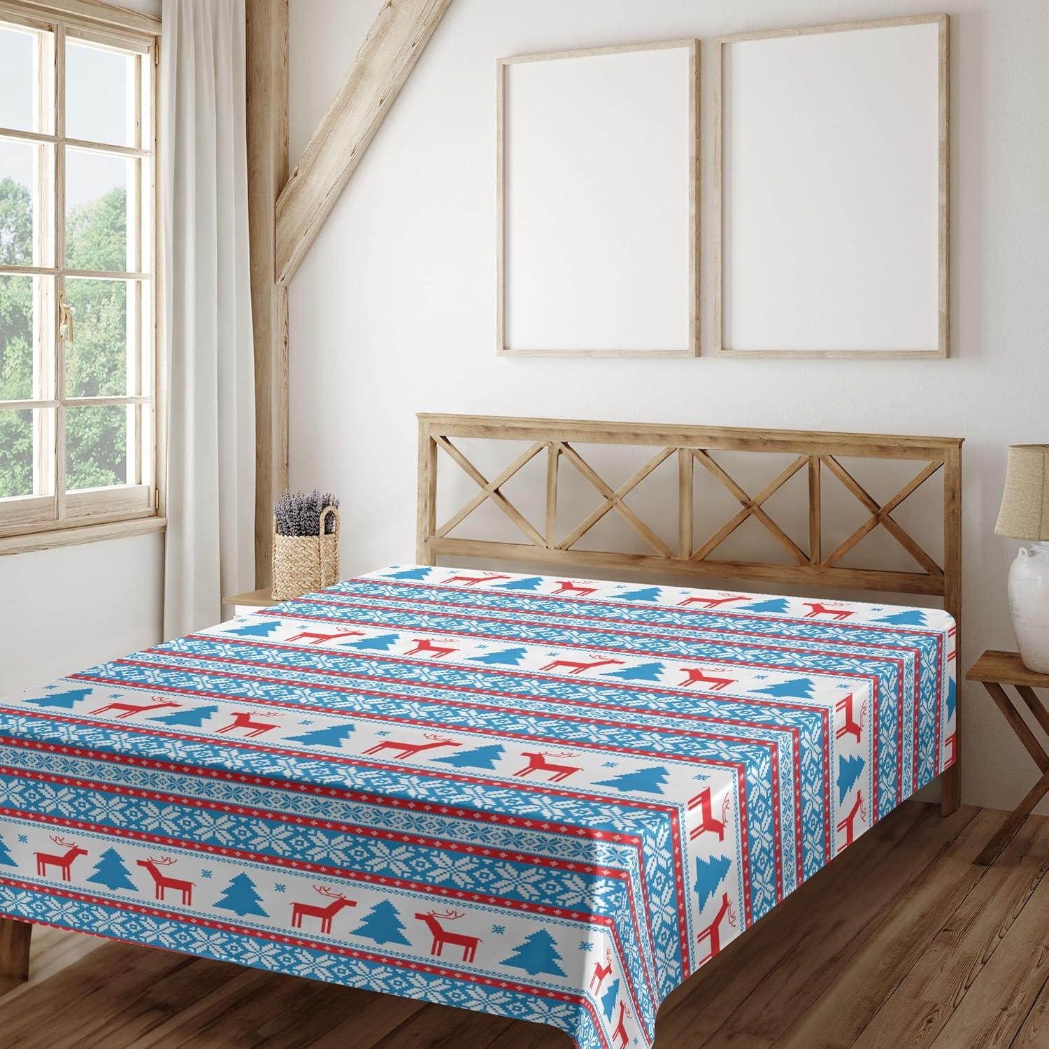 imageAmbesonne Horror Flat Sheet Splashes of Blood Grunge Style Bloodstain Horror Scary Zombie Halloween Themed Print Soft Comfortable Top Sheet Decorative Bedding 1 Piece Queen Size White RedBlue Red