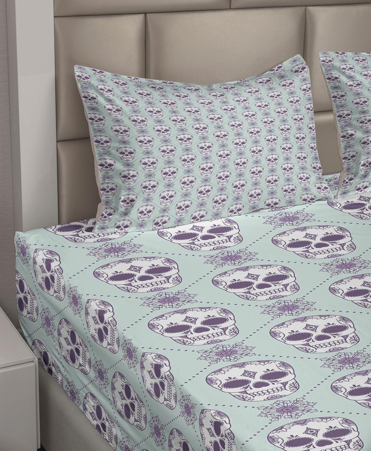 imageAmbesonne Horror Flat Sheet Splashes of Blood Grunge Style Bloodstain Horror Scary Zombie Halloween Themed Print Soft Comfortable Top Sheet Decorative Bedding 1 Piece Queen Size White RedPurple Blue