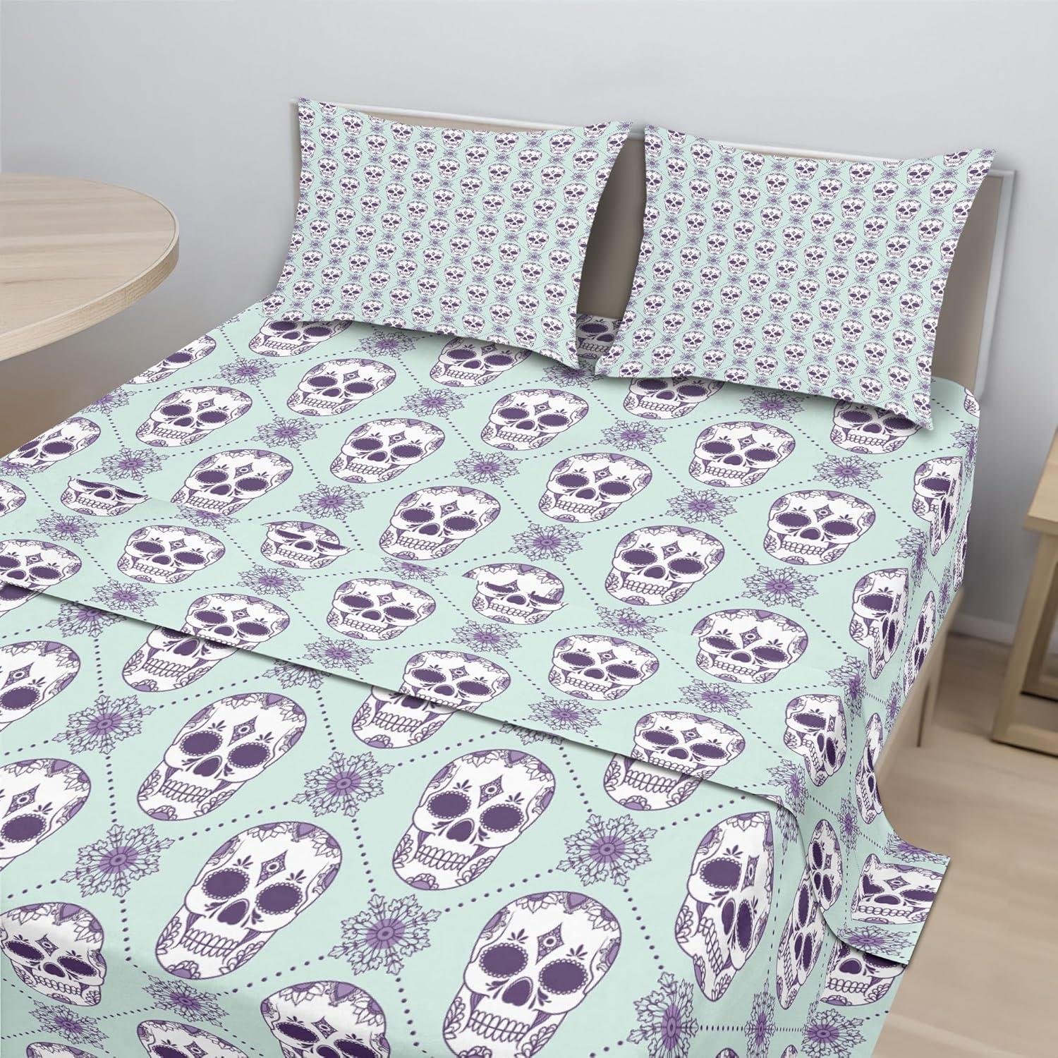 imageAmbesonne Horror Flat Sheet Splashes of Blood Grunge Style Bloodstain Horror Scary Zombie Halloween Themed Print Soft Comfortable Top Sheet Decorative Bedding 1 Piece Queen Size White RedPurple Blue