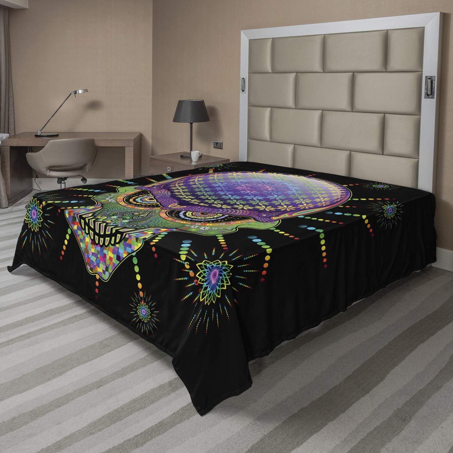 imageAmbesonne Horror Flat Sheet Splashes of Blood Grunge Style Bloodstain Horror Scary Zombie Halloween Themed Print Soft Comfortable Top Sheet Decorative Bedding 1 Piece Queen Size White RedPurple Green