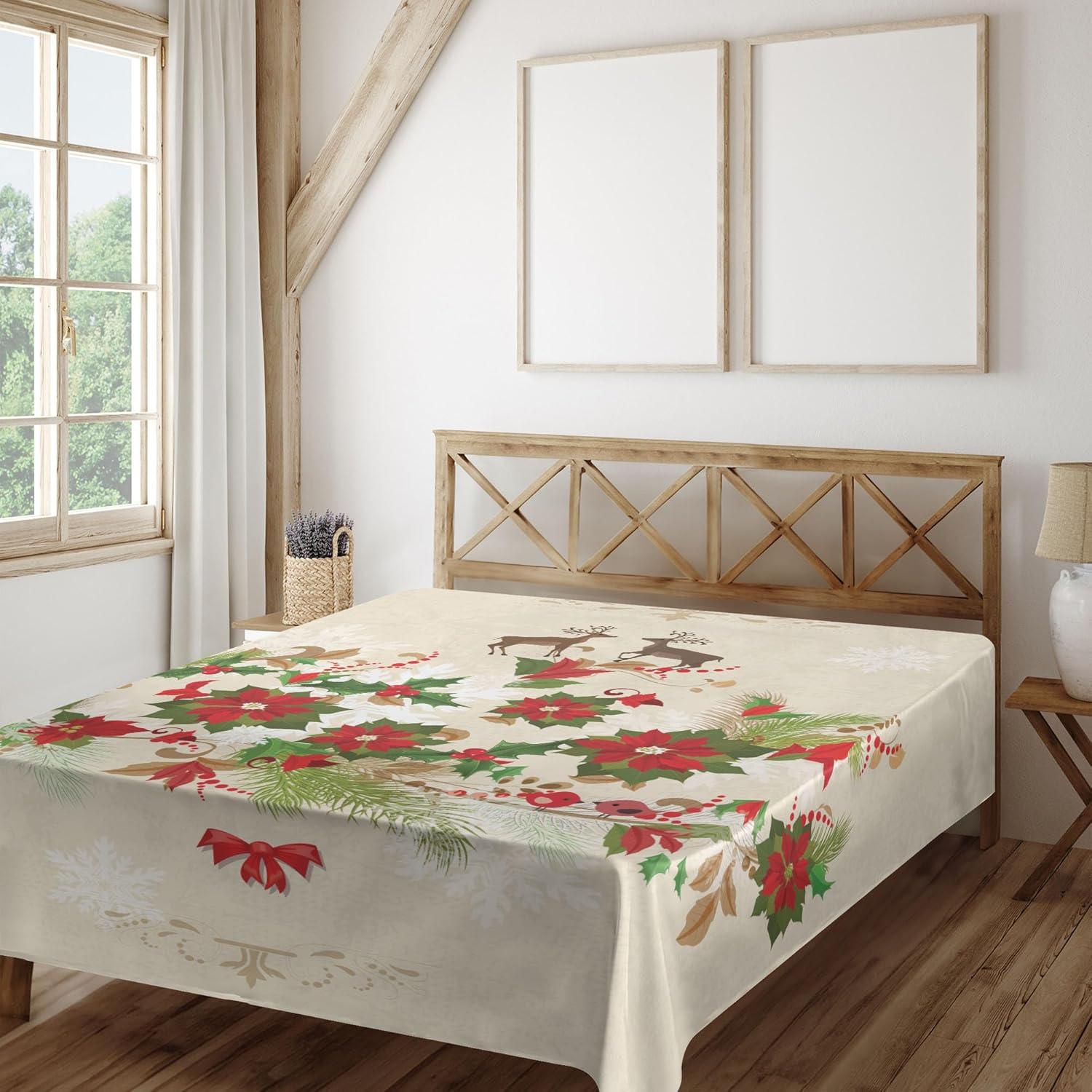 imageAmbesonne Horror Flat Sheet Splashes of Blood Grunge Style Bloodstain Horror Scary Zombie Halloween Themed Print Soft Comfortable Top Sheet Decorative Bedding 1 Piece Queen Size White RedBeige Red