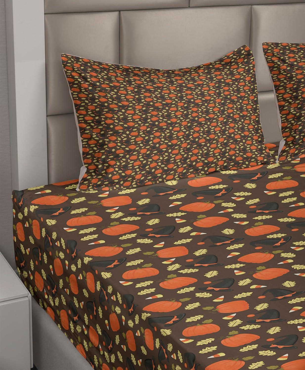 imageAmbesonne Horror Flat Sheet Splashes of Blood Grunge Style Bloodstain Horror Scary Zombie Halloween Themed Print Soft Comfortable Top Sheet Decorative Bedding 1 Piece Queen Size White RedTaupe and Burnt Sienna