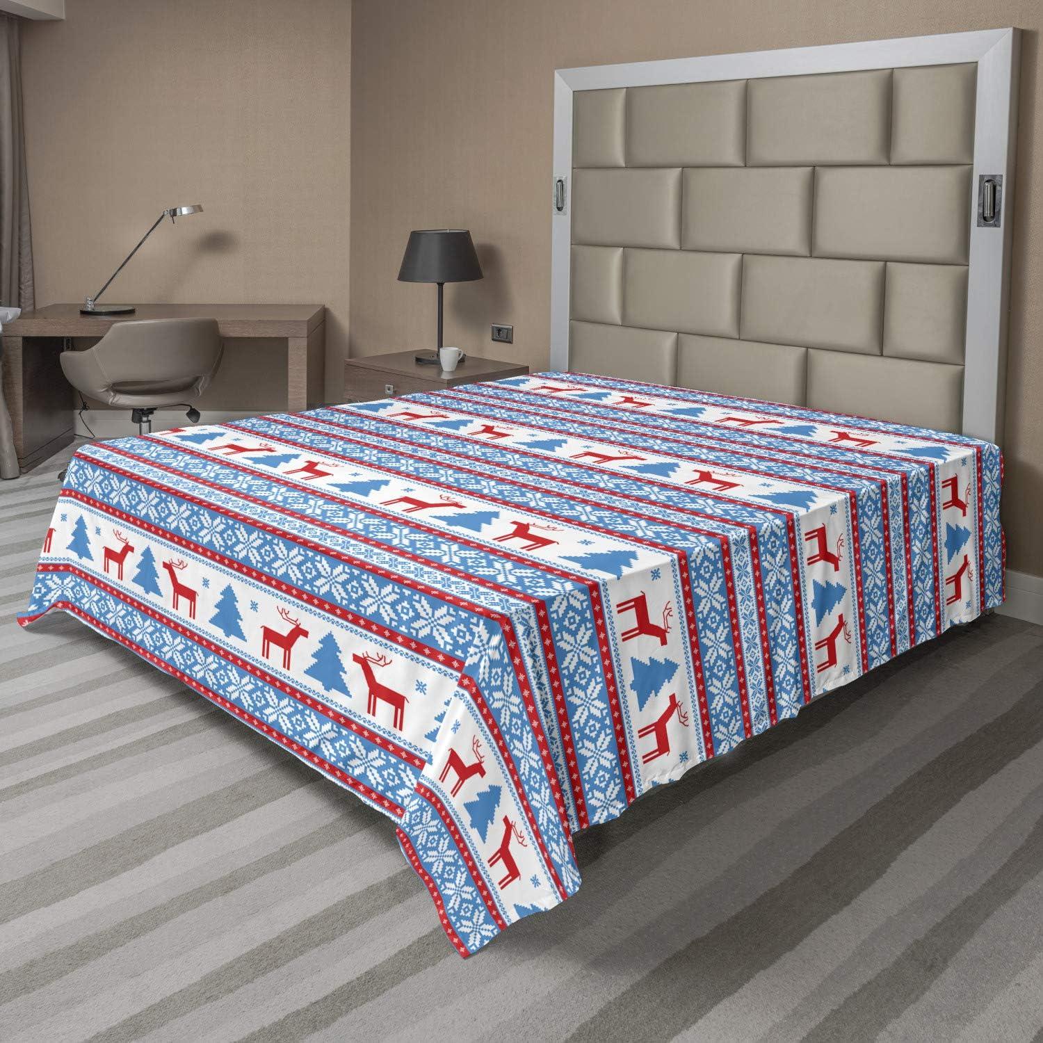 imageAmbesonne Horror Flat Sheet Splashes of Blood Grunge Style Bloodstain Horror Scary Zombie Halloween Themed Print Soft Comfortable Top Sheet Decorative Bedding 1 Piece Queen Size White RedBlue Red