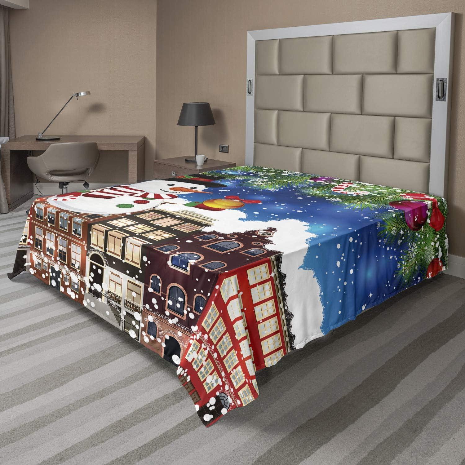 imageAmbesonne Horror Flat Sheet Splashes of Blood Grunge Style Bloodstain Horror Scary Zombie Halloween Themed Print Soft Comfortable Top Sheet Decorative Bedding 1 Piece Queen Size White RedMaroon Blue