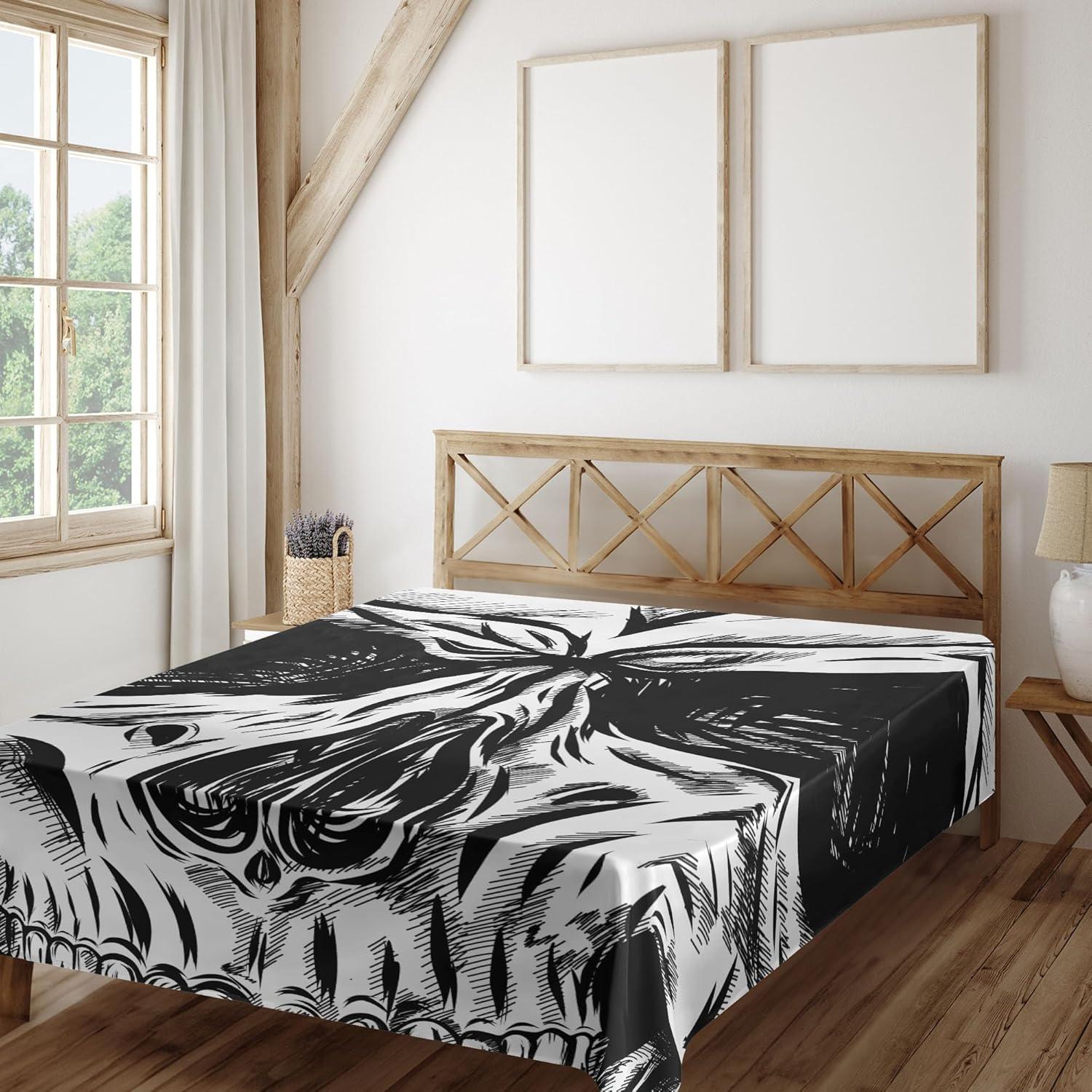 imageAmbesonne Horror Flat Sheet Splashes of Blood Grunge Style Bloodstain Horror Scary Zombie Halloween Themed Print Soft Comfortable Top Sheet Decorative Bedding 1 Piece Queen Size White RedCharcoal White