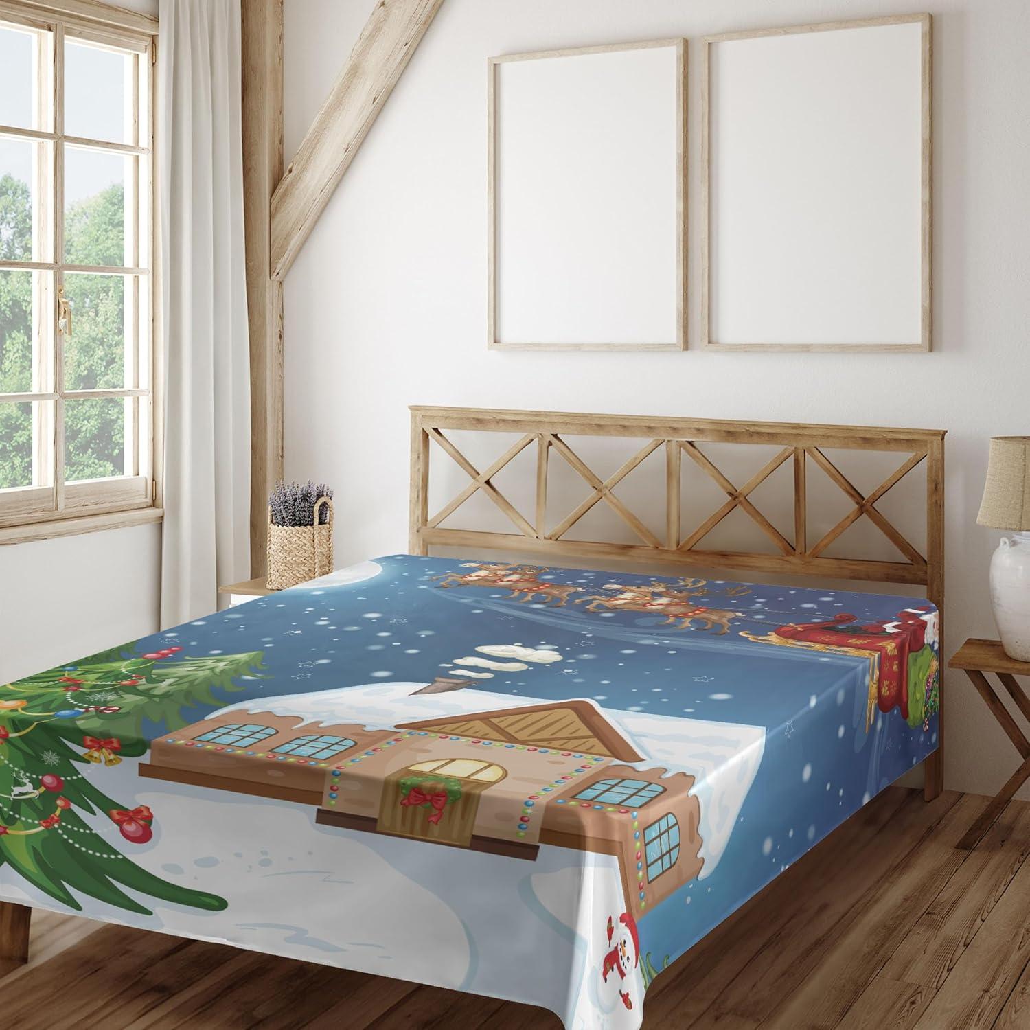 imageAmbesonne Horror Flat Sheet Splashes of Blood Grunge Style Bloodstain Horror Scary Zombie Halloween Themed Print Soft Comfortable Top Sheet Decorative Bedding 1 Piece Queen Size White RedSlate Blue