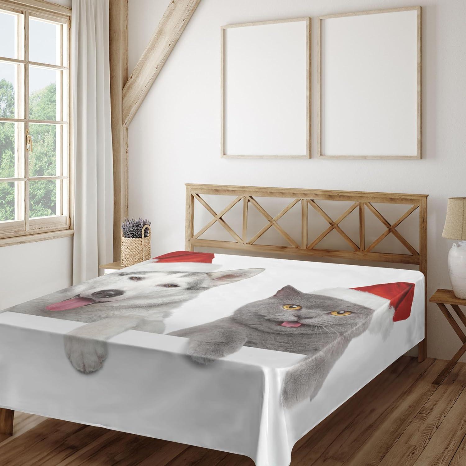 imageAmbesonne Horror Flat Sheet Splashes of Blood Grunge Style Bloodstain Horror Scary Zombie Halloween Themed Print Soft Comfortable Top Sheet Decorative Bedding 1 Piece Queen Size White RedWhite Grey