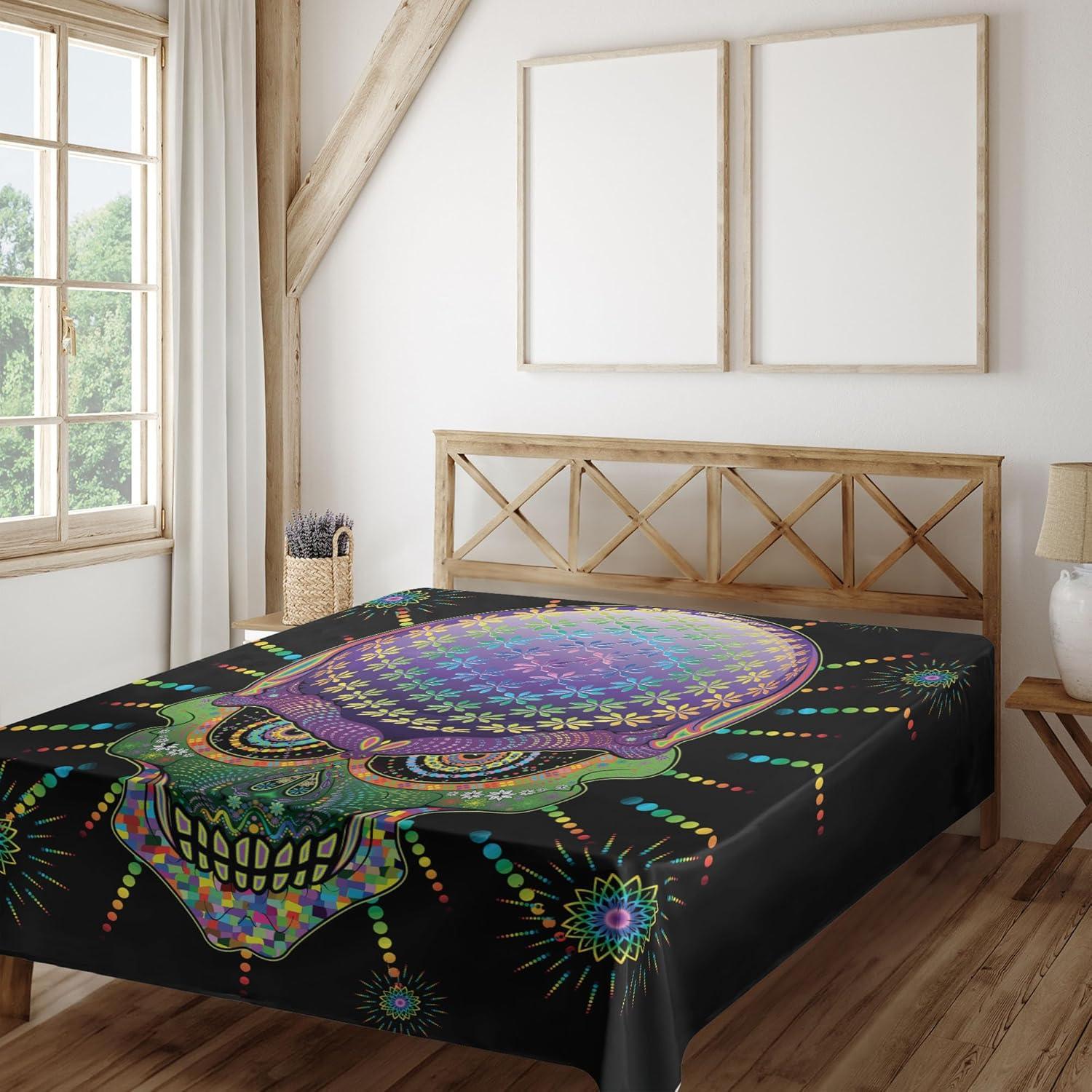 imageAmbesonne Horror Flat Sheet Splashes of Blood Grunge Style Bloodstain Horror Scary Zombie Halloween Themed Print Soft Comfortable Top Sheet Decorative Bedding 1 Piece Queen Size White RedPurple Green
