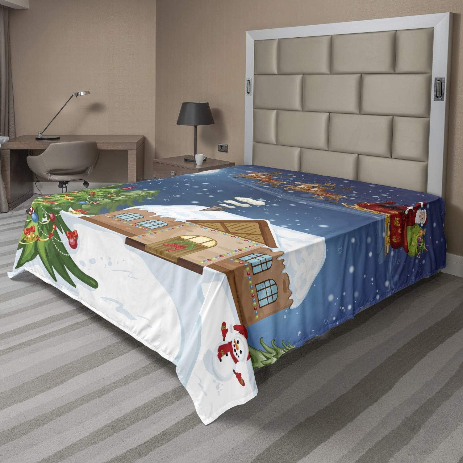 imageAmbesonne Horror Flat Sheet Splashes of Blood Grunge Style Bloodstain Horror Scary Zombie Halloween Themed Print Soft Comfortable Top Sheet Decorative Bedding 1 Piece Queen Size White RedSlate Blue