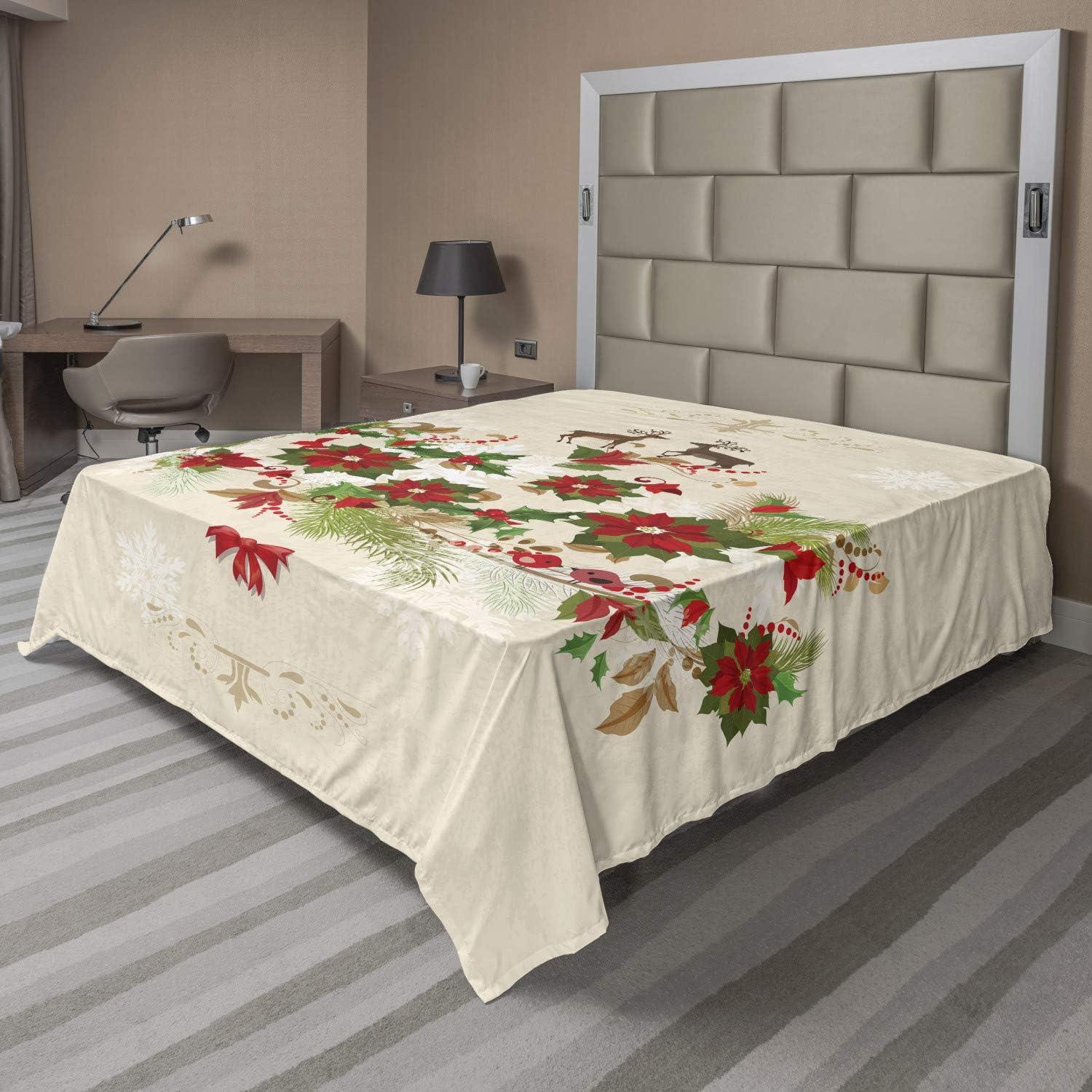 imageAmbesonne Horror Flat Sheet Splashes of Blood Grunge Style Bloodstain Horror Scary Zombie Halloween Themed Print Soft Comfortable Top Sheet Decorative Bedding 1 Piece Queen Size White RedBeige Red