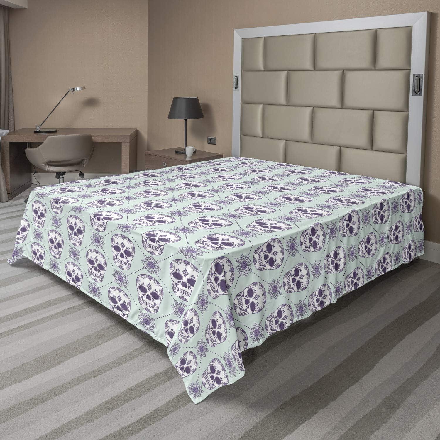 imageAmbesonne Horror Flat Sheet Splashes of Blood Grunge Style Bloodstain Horror Scary Zombie Halloween Themed Print Soft Comfortable Top Sheet Decorative Bedding 1 Piece Queen Size White RedPurple Blue