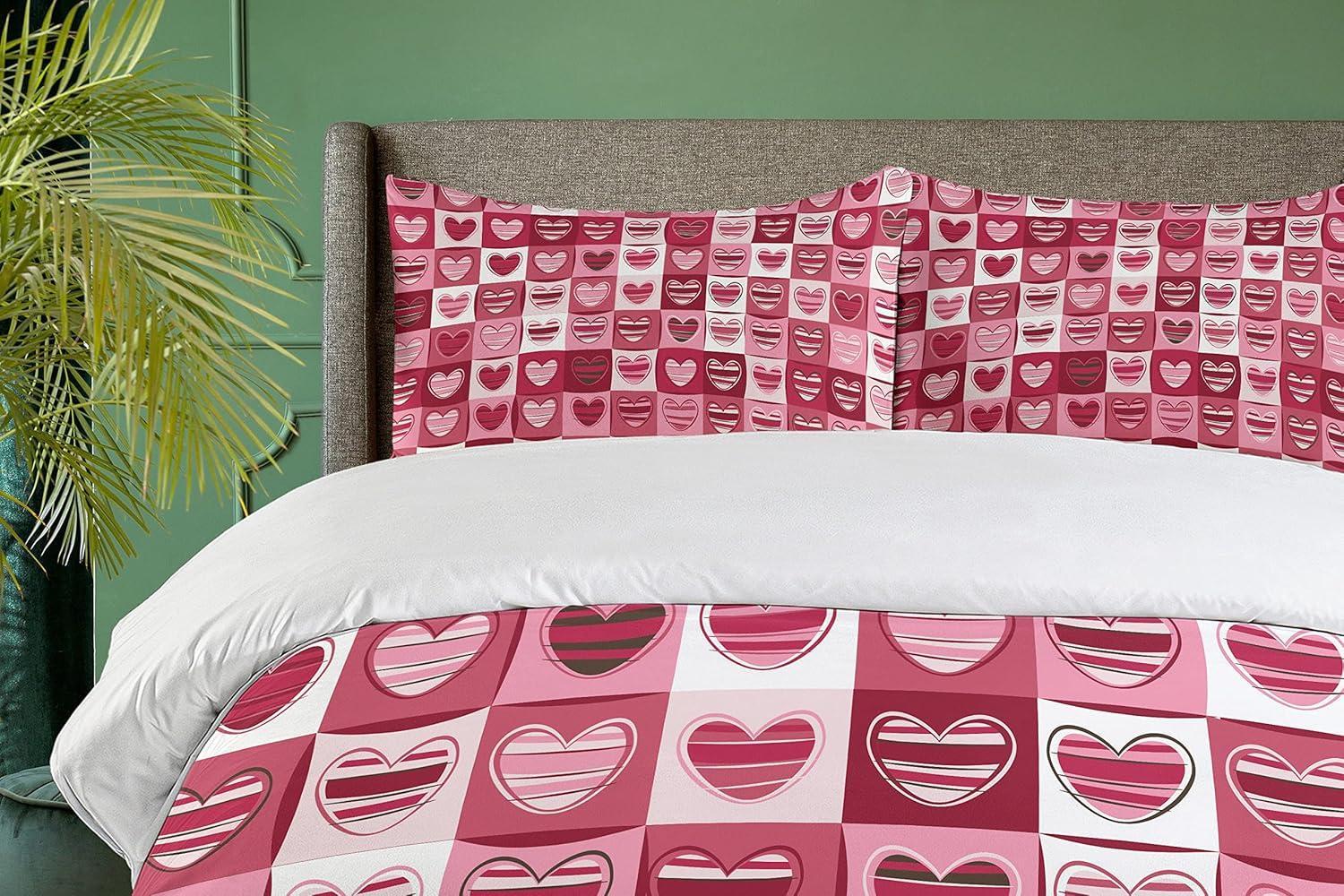 imageAmbesonne Love Duvet Cover Sets Cartoon Birds is Sitting on a Branch Bee Smiling Loving Valentine Bedding Set with 2 Duvet Covers amp 4 Pillowcases 2 Pack Queen Size Pale Pink Beige TaupeDried Rose White