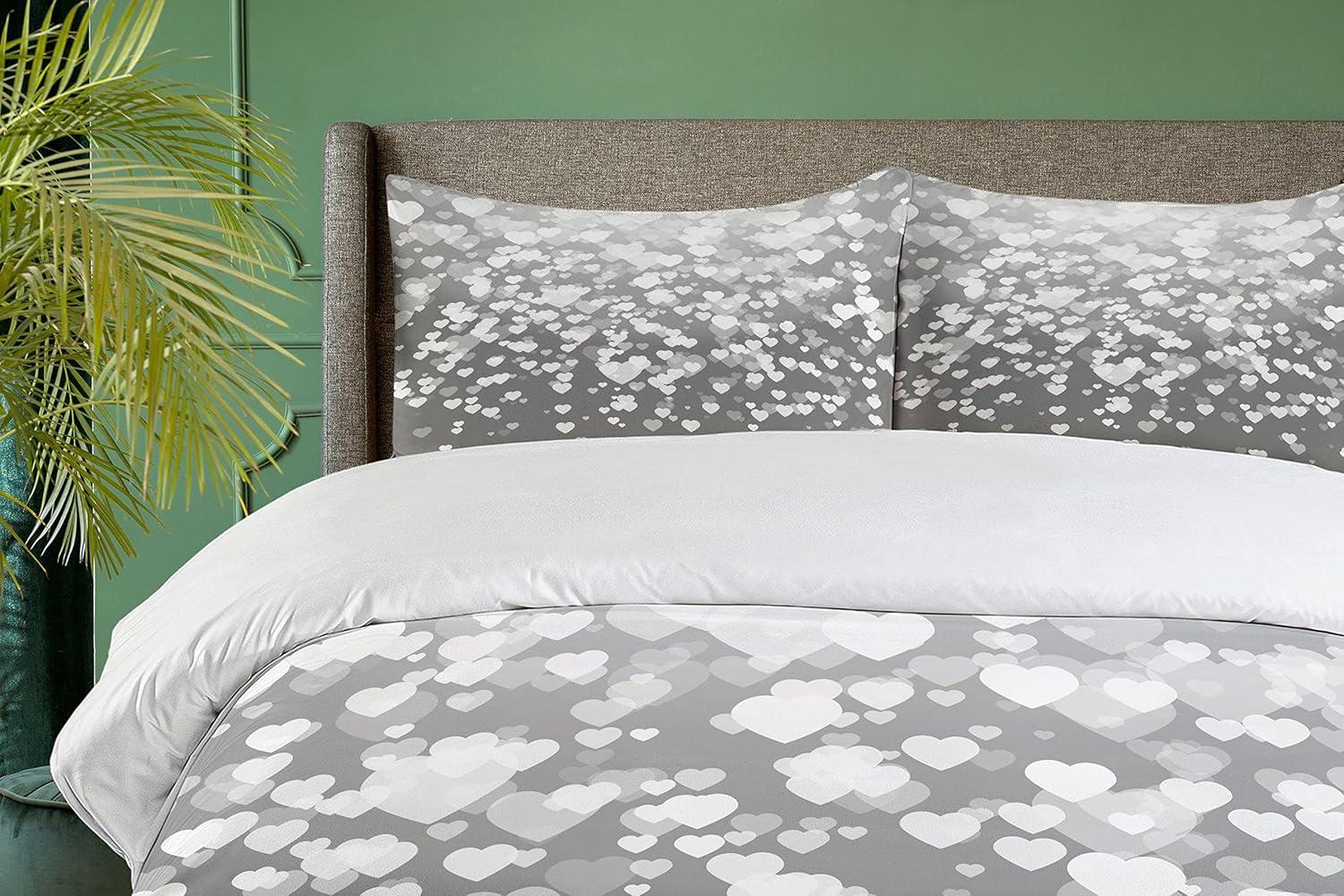 imageAmbesonne Love Duvet Cover Sets Cartoon Birds is Sitting on a Branch Bee Smiling Loving Valentine Bedding Set with 2 Duvet Covers amp 4 Pillowcases 2 Pack Queen Size Pale Pink Beige TaupeDimgrey White