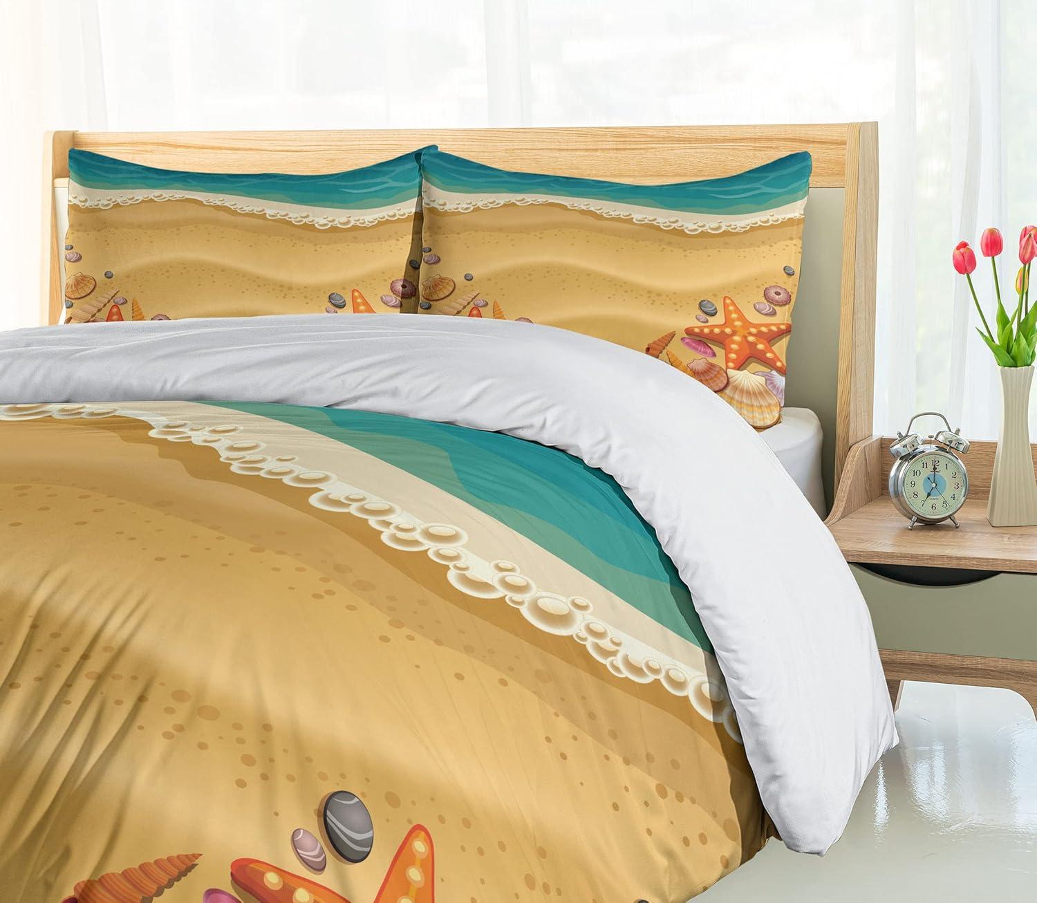 imageAmbesonne Love Duvet Cover Sets Cartoon Birds is Sitting on a Branch Bee Smiling Loving Valentine Bedding Set with 2 Duvet Covers amp 4 Pillowcases 2 Pack Queen Size Pale Pink Beige TaupeSand Brown Orange Teal