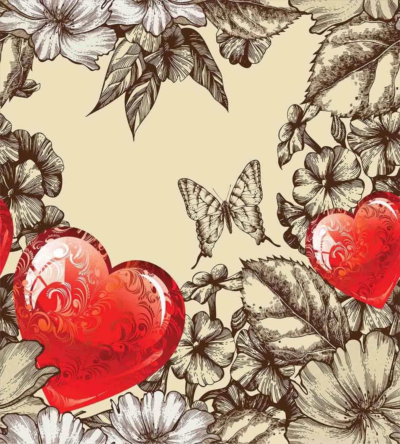 imageAmbesonne Love Duvet Cover Sets Cartoon Birds is Sitting on a Branch Bee Smiling Loving Valentine Bedding Set with 2 Duvet Covers amp 4 Pillowcases 2 Pack Queen Size Pale Pink Beige TaupeBeige Brown Red