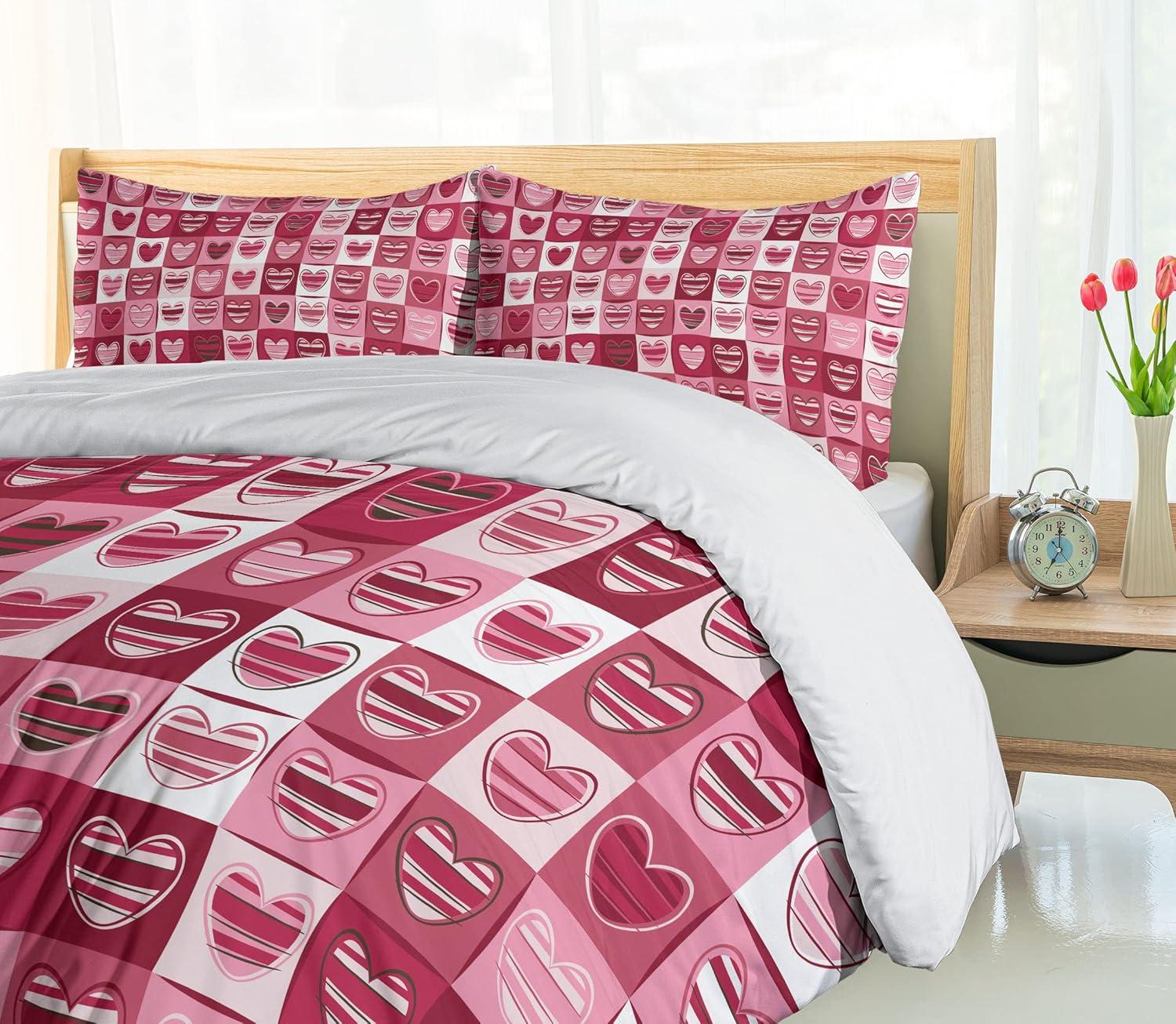 imageAmbesonne Love Duvet Cover Sets Cartoon Birds is Sitting on a Branch Bee Smiling Loving Valentine Bedding Set with 2 Duvet Covers amp 4 Pillowcases 2 Pack Queen Size Pale Pink Beige TaupeDried Rose White