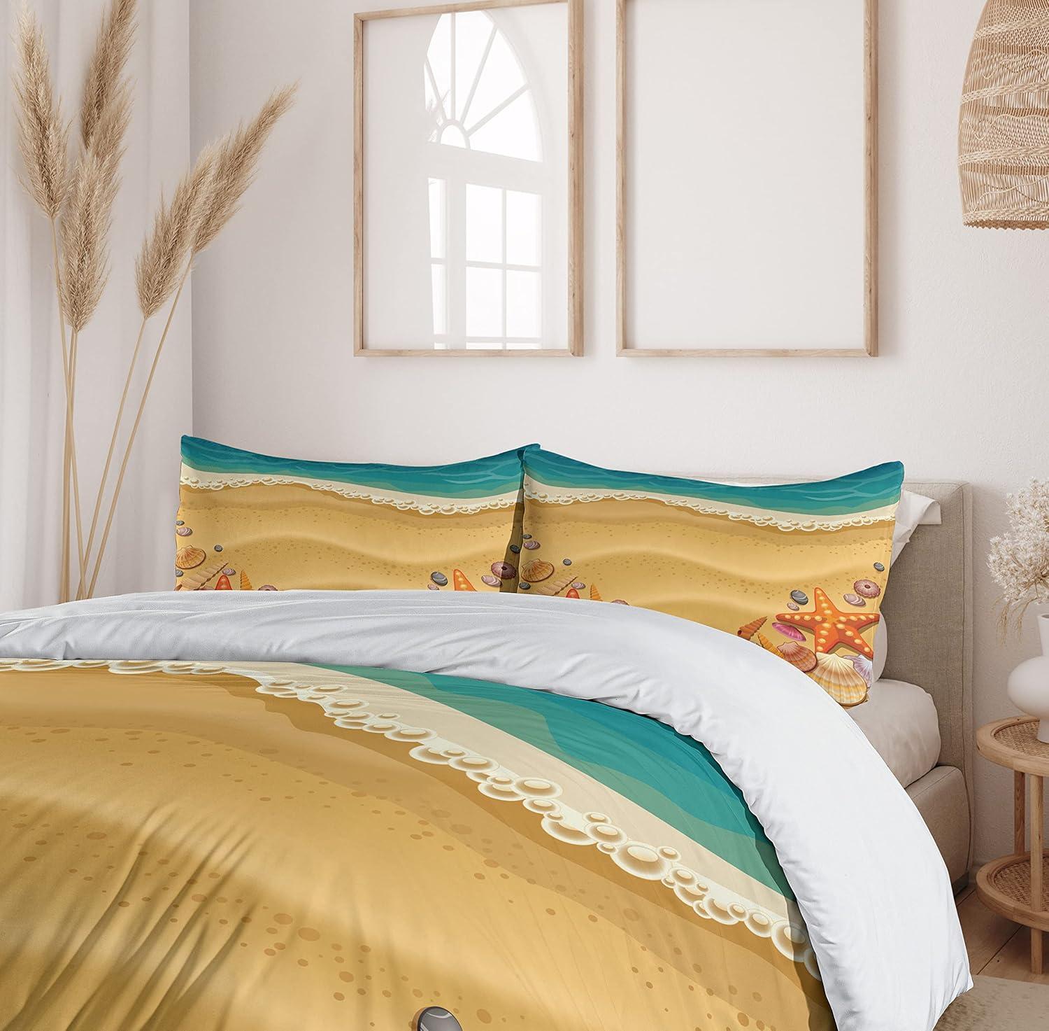 imageAmbesonne Love Duvet Cover Sets Cartoon Birds is Sitting on a Branch Bee Smiling Loving Valentine Bedding Set with 2 Duvet Covers amp 4 Pillowcases 2 Pack Queen Size Pale Pink Beige TaupeSand Brown Orange Teal