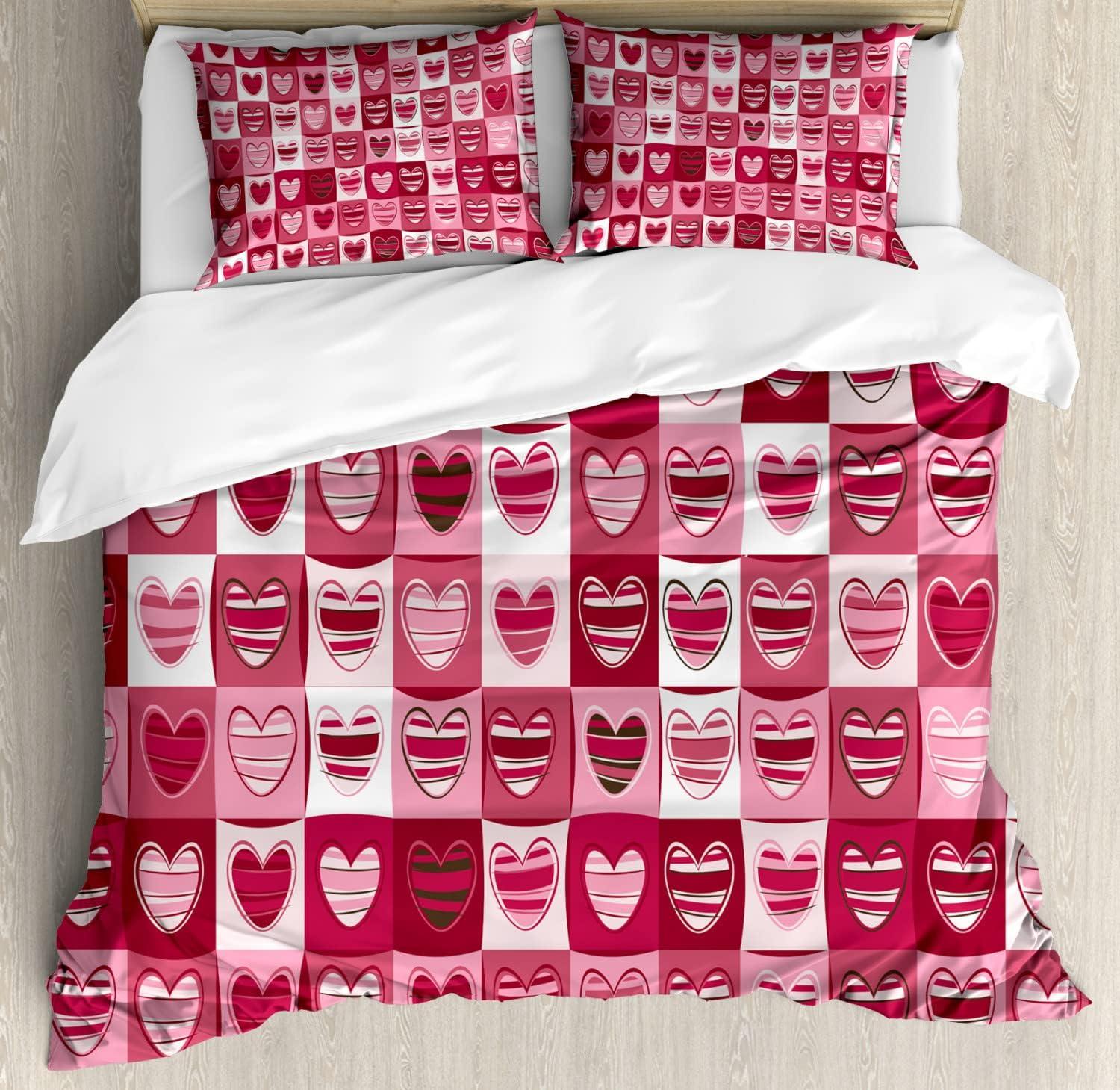 imageAmbesonne Love Duvet Cover Sets Cartoon Birds is Sitting on a Branch Bee Smiling Loving Valentine Bedding Set with 2 Duvet Covers amp 4 Pillowcases 2 Pack Queen Size Pale Pink Beige TaupeDried Rose White