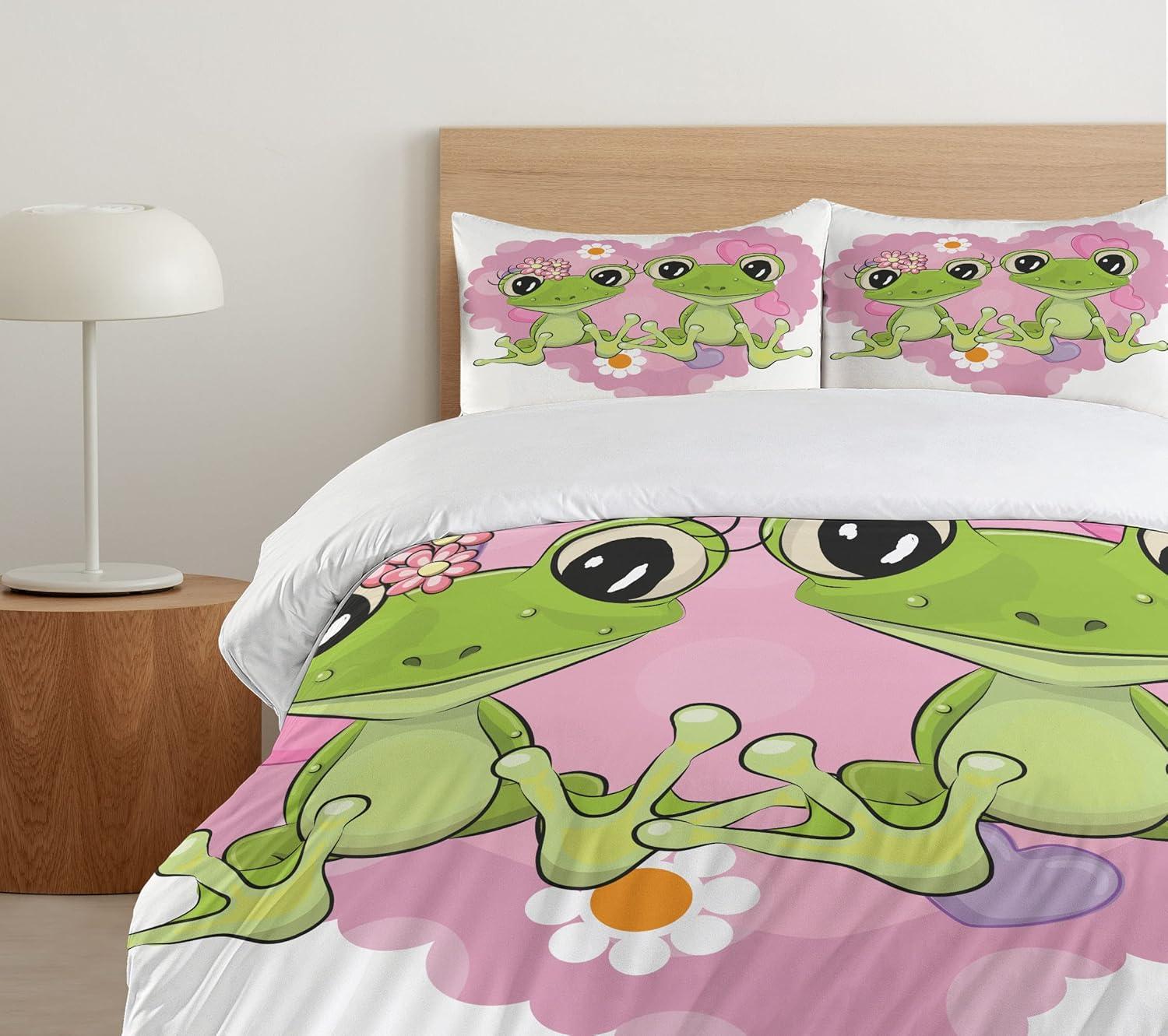 imageAmbesonne Love Duvet Cover Sets Cartoon Birds is Sitting on a Branch Bee Smiling Loving Valentine Bedding Set with 2 Duvet Covers amp 4 Pillowcases 2 Pack Queen Size Pale Pink Beige TaupeDried Rose Lime Green