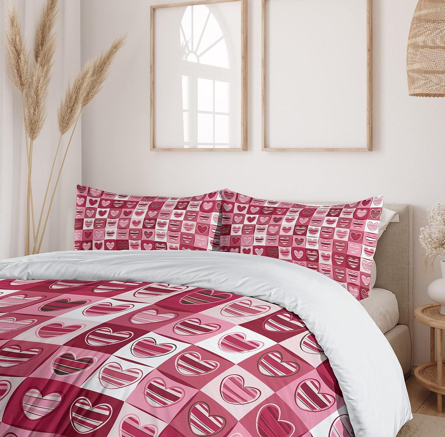 imageAmbesonne Love Duvet Cover Sets Cartoon Birds is Sitting on a Branch Bee Smiling Loving Valentine Bedding Set with 2 Duvet Covers amp 4 Pillowcases 2 Pack Queen Size Pale Pink Beige TaupeDried Rose White