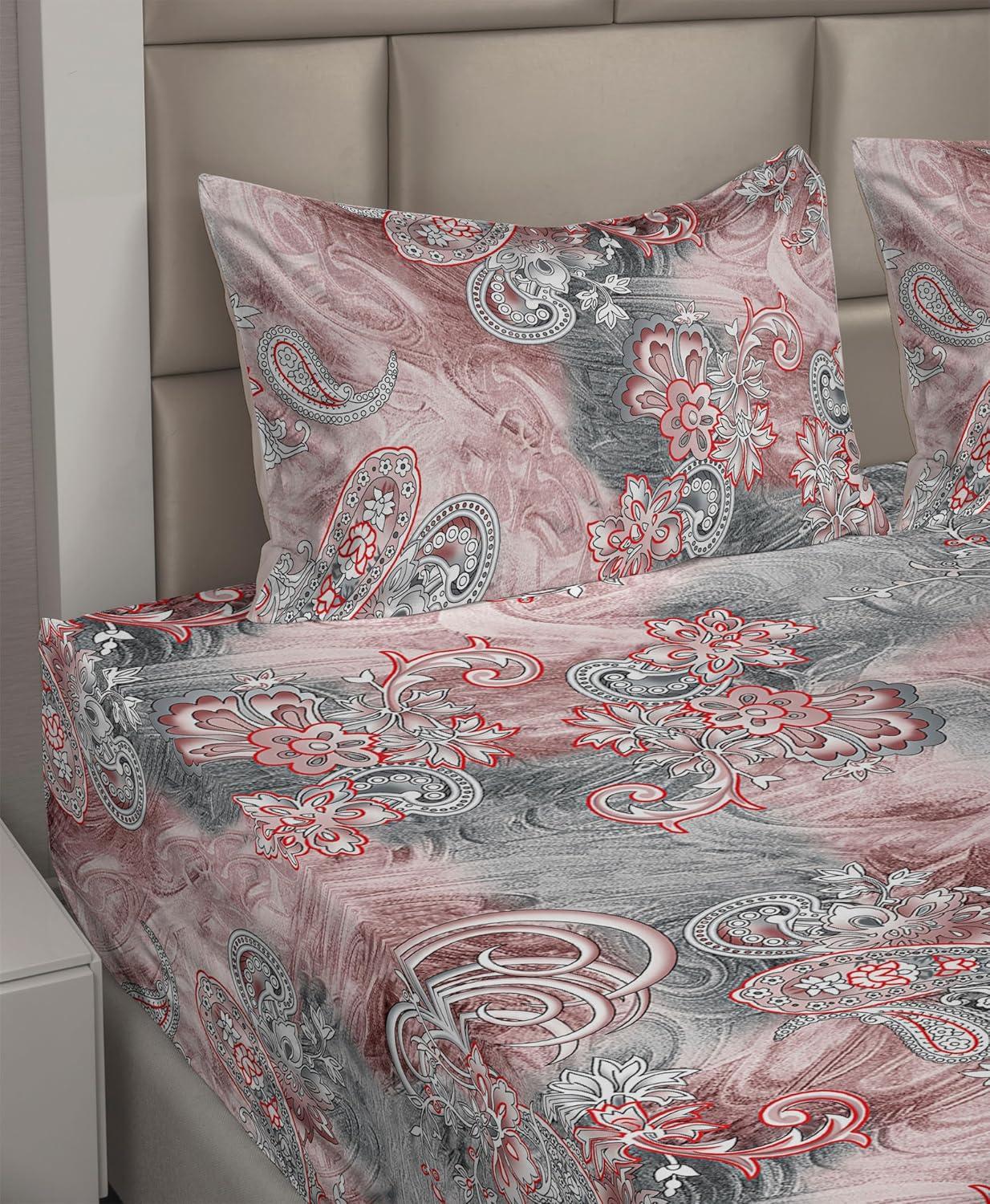 imageAmbesonne Pink Roses Sheet Set Romantic Spring Garden Blooming Flowers Nature Art Valentine Blossom Fitted and Flat Sheet with Pillowcases Bedding Accent 4 Piece Set Full Magenta Blush KhakiDried Rose and Dimgray