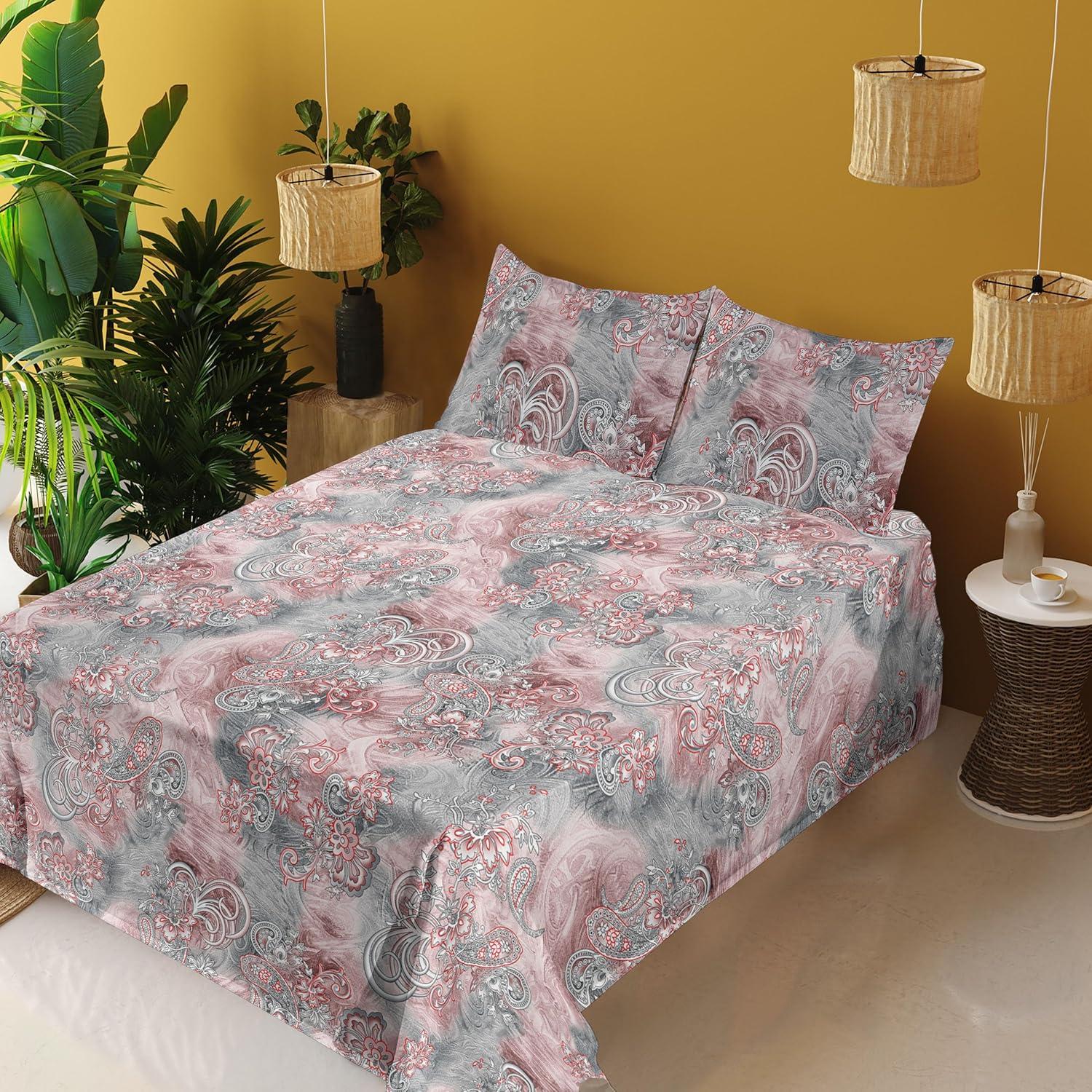 imageAmbesonne Pink Roses Sheet Set Romantic Spring Garden Blooming Flowers Nature Art Valentine Blossom Fitted and Flat Sheet with Pillowcases Bedding Accent 4 Piece Set Full Magenta Blush KhakiDried Rose and Dimgray