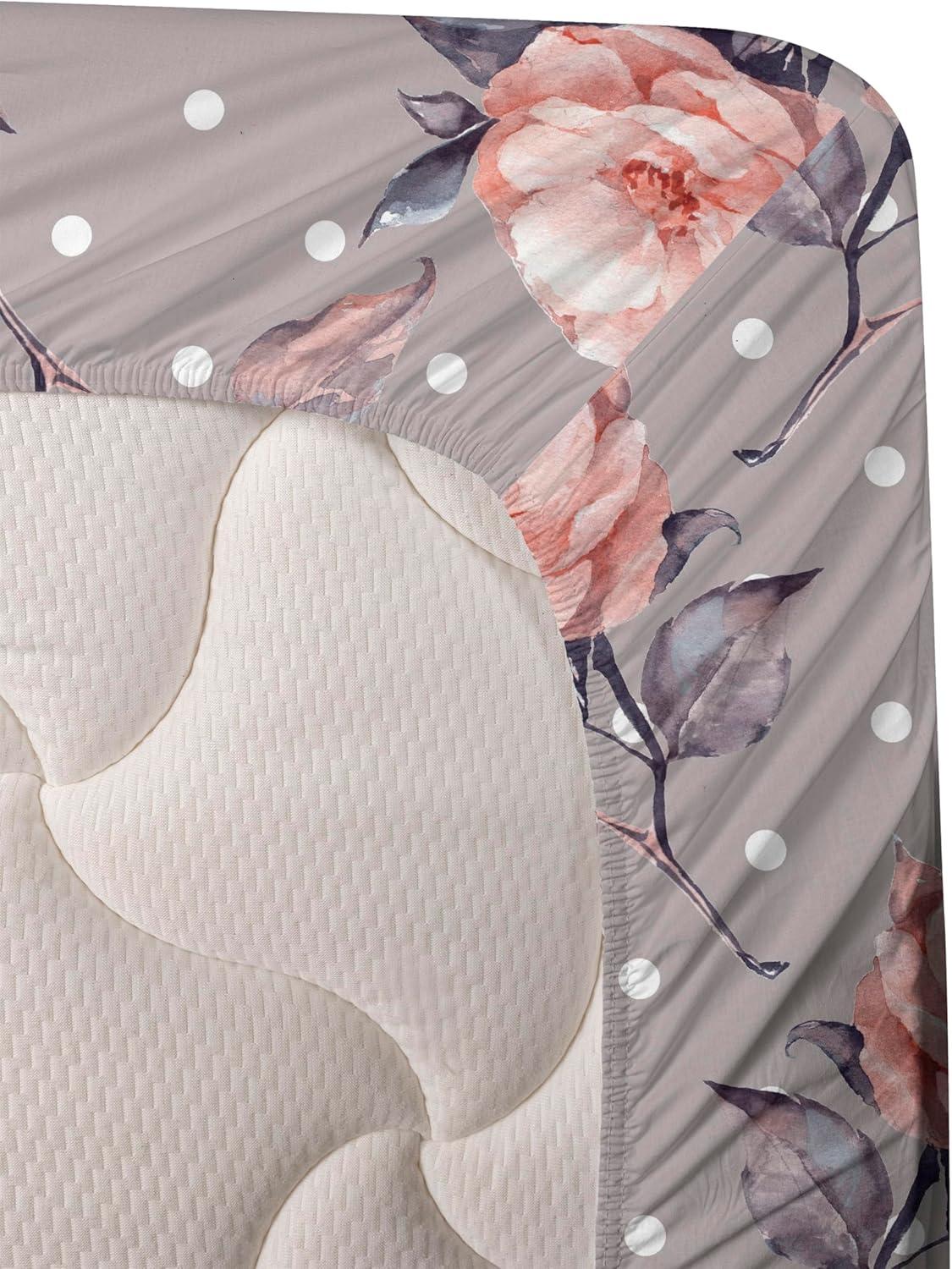 imageAmbesonne Pink Roses Sheet Set Romantic Spring Garden Blooming Flowers Nature Art Valentine Blossom Fitted and Flat Sheet with Pillowcases Bedding Accent 4 Piece Set Full Magenta Blush KhakiTaupe Grey Coral Blush