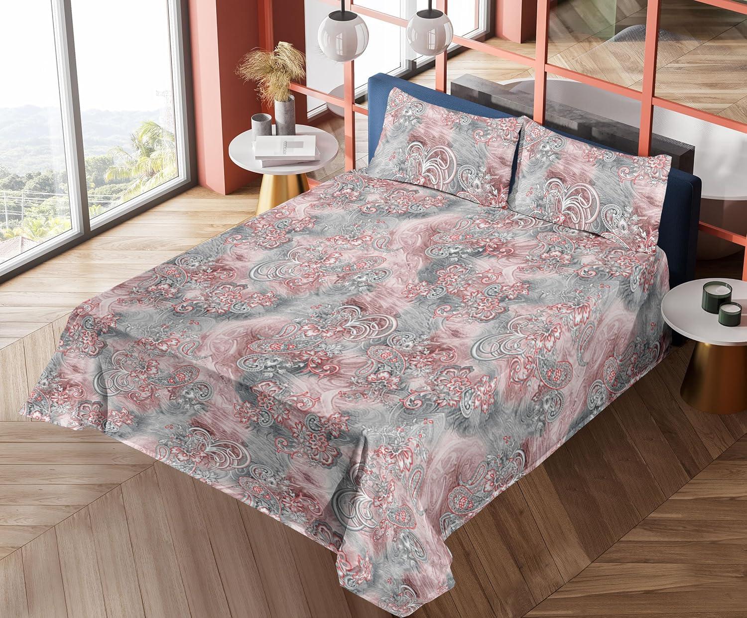 imageAmbesonne Pink Roses Sheet Set Romantic Spring Garden Blooming Flowers Nature Art Valentine Blossom Fitted and Flat Sheet with Pillowcases Bedding Accent 4 Piece Set Full Magenta Blush KhakiDried Rose and Dimgray