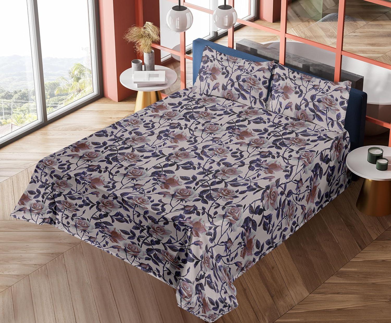 imageAmbesonne Pink Roses Sheet Set Romantic Spring Garden Blooming Flowers Nature Art Valentine Blossom Fitted and Flat Sheet with Pillowcases Bedding Accent 4 Piece Set Full Magenta Blush KhakiBlush Quartz and Dried Rose