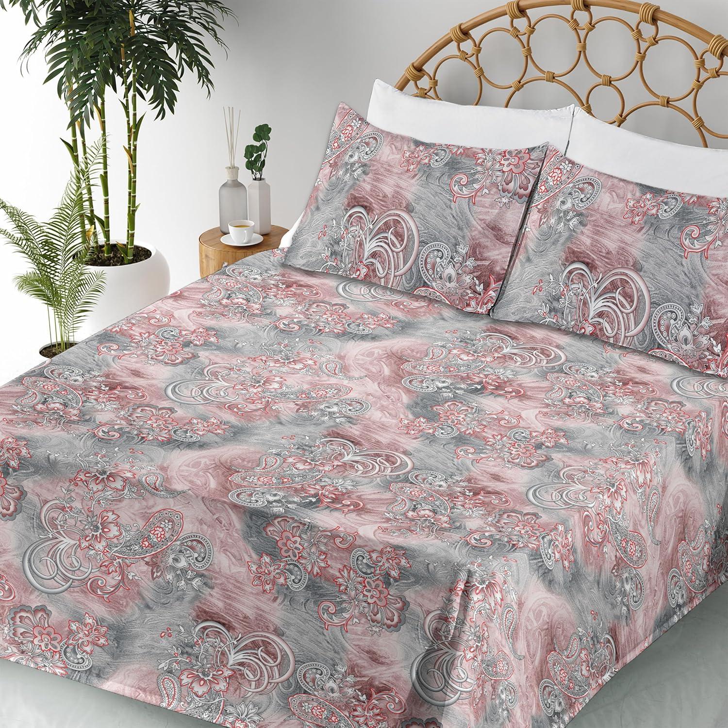 imageAmbesonne Pink Roses Sheet Set Romantic Spring Garden Blooming Flowers Nature Art Valentine Blossom Fitted and Flat Sheet with Pillowcases Bedding Accent 4 Piece Set Full Magenta Blush KhakiDried Rose and Dimgray