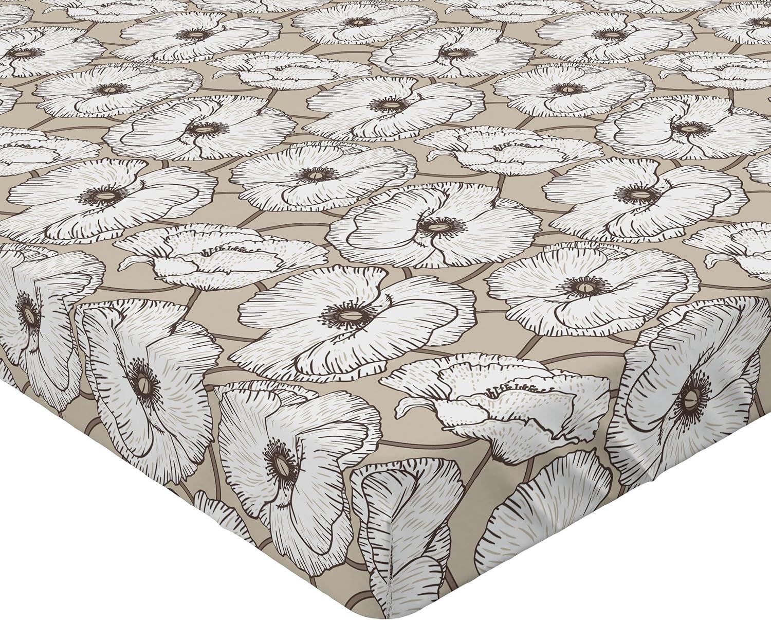 imageAmbesonne Romantic Fitted Sheet Valentines Day Kiss Love Me and You Lettering with Blooming Flowers Decorative Soft Fabric Bedding AllRound Elastic Pocket Full Size Pastel Pink Grey EggshellDark Eggshell Brown White