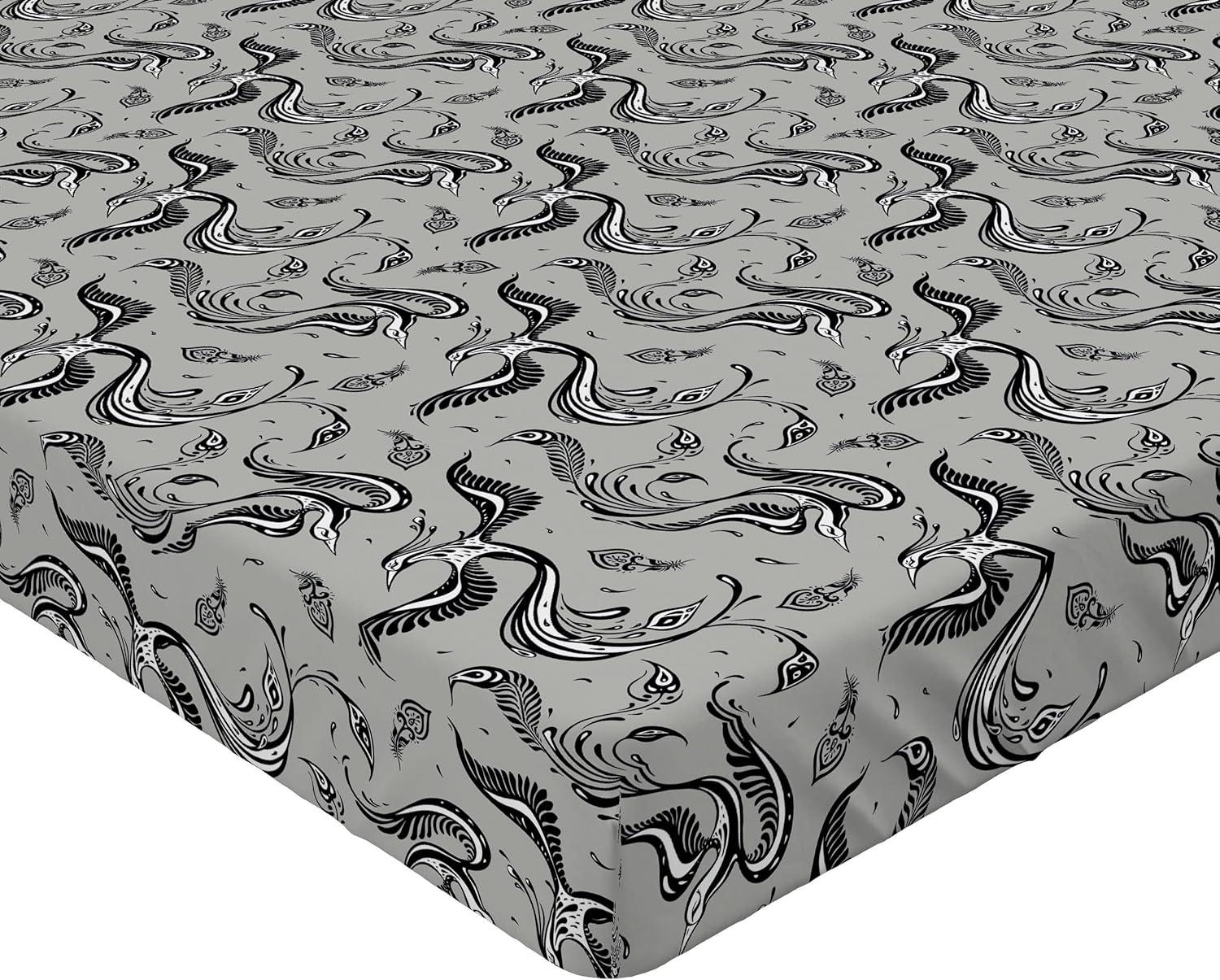 imageAmbesonne Romantic Fitted Sheet Valentines Day Kiss Love Me and You Lettering with Blooming Flowers Decorative Soft Fabric Bedding AllRound Elastic Pocket Full Size Pastel Pink Grey EggshellGrey Black and White