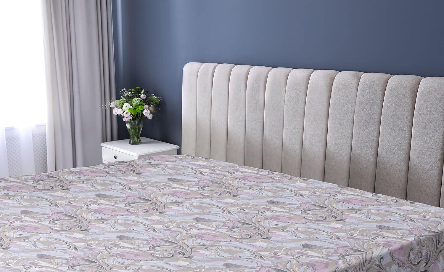 imageAmbesonne Romantic Fitted Sheet Valentines Day Kiss Love Me and You Lettering with Blooming Flowers Decorative Soft Fabric Bedding AllRound Elastic Pocket Full Size Pastel Pink Grey EggshellWarm Taupe Lilac