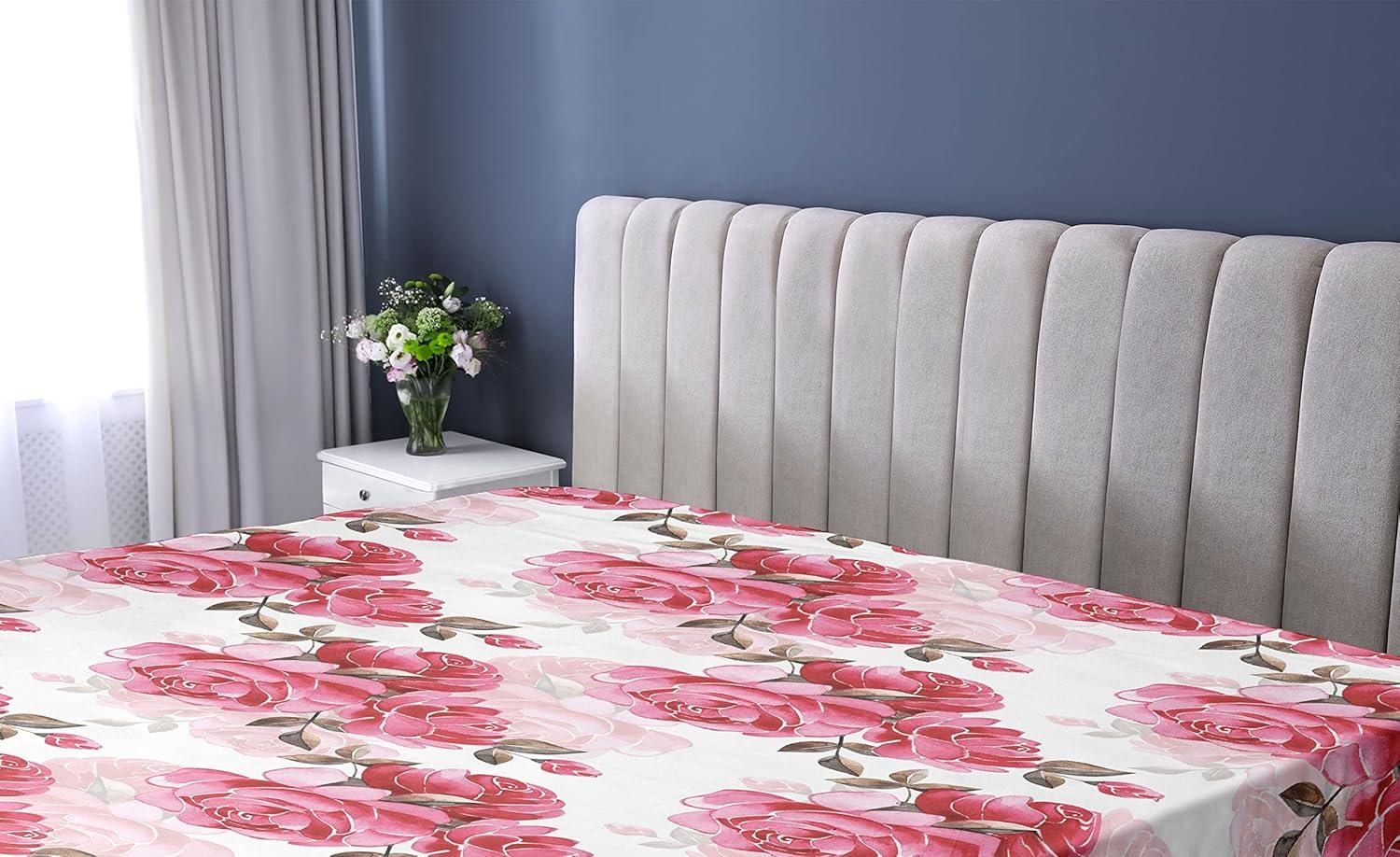 imageAmbesonne Rose Fitted Sheet Romantic Blurry Style Effect of English Garden Petals Valentines Themed Decorative Soft Fabric Bedding AllRound Elastic Pocket Full Size Dark Pink Emerald DustBrown Pink and Magenta