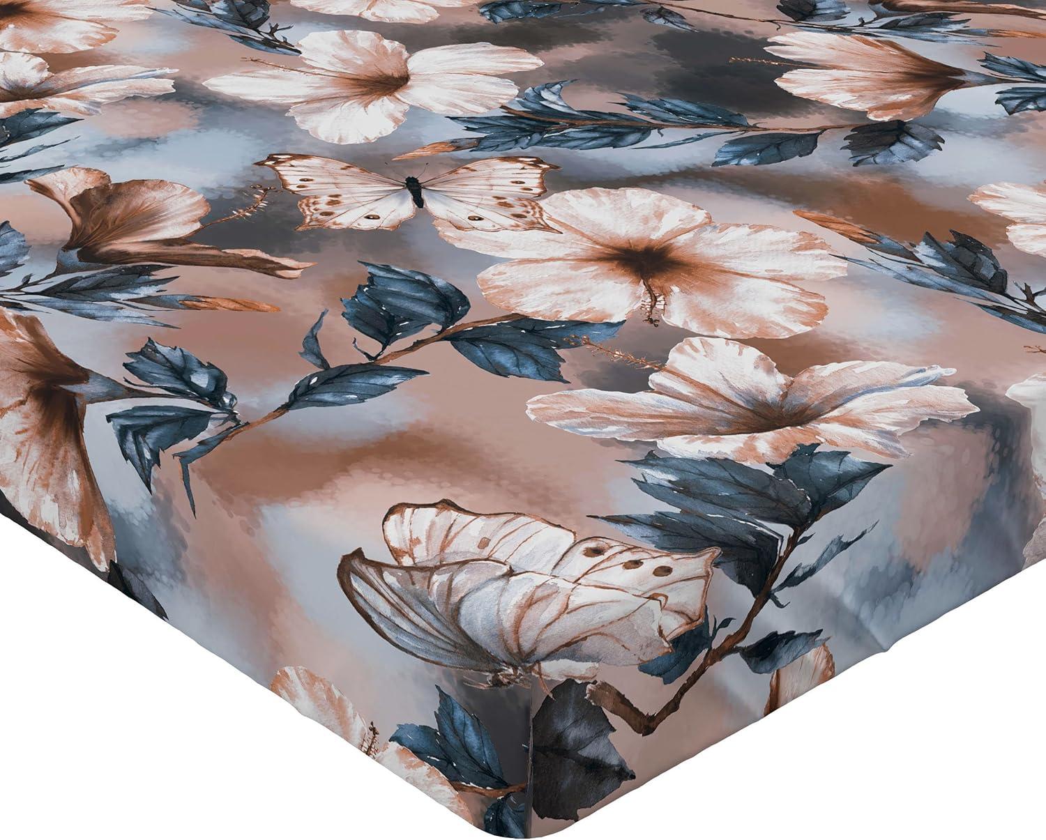 imageAmbesonne Rose Fitted Sheet Romantic Blurry Style Effect of English Garden Petals Valentines Themed Decorative Soft Fabric Bedding AllRound Elastic Pocket Full Size Dark Pink Emerald DustPale Rust Slate Blue