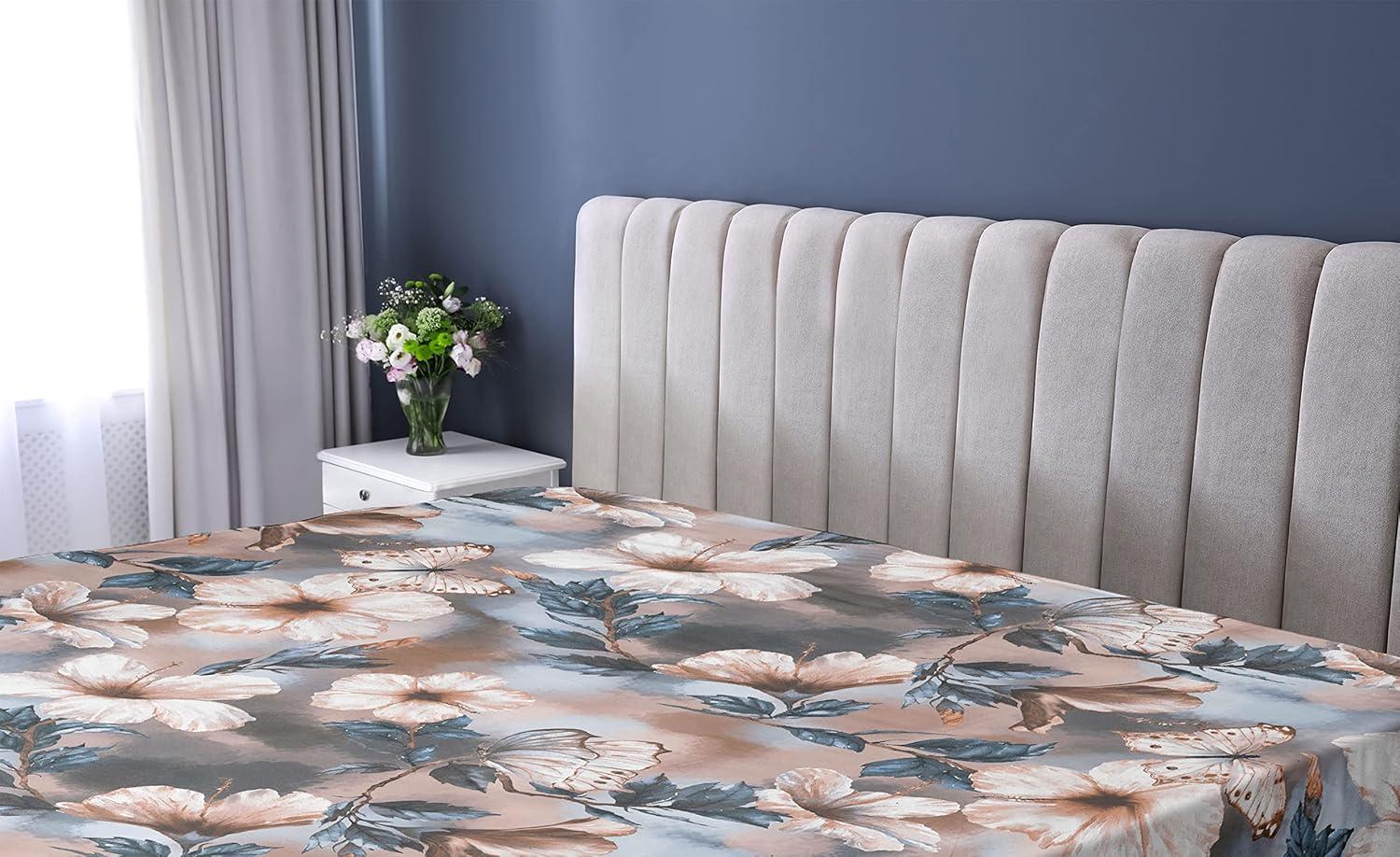 imageAmbesonne Rose Fitted Sheet Romantic Blurry Style Effect of English Garden Petals Valentines Themed Decorative Soft Fabric Bedding AllRound Elastic Pocket Full Size Dark Pink Emerald DustPale Rust Slate Blue
