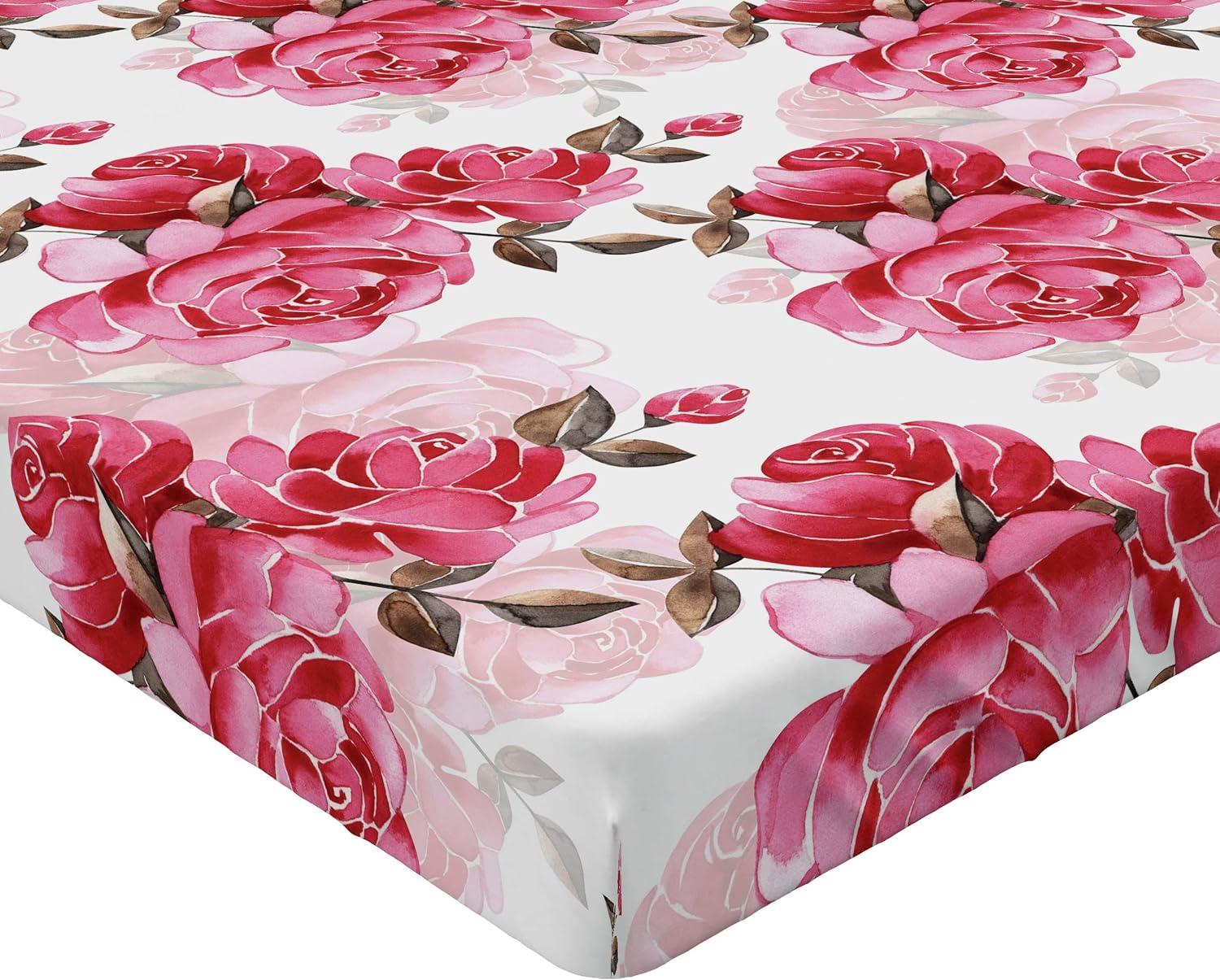 imageAmbesonne Rose Fitted Sheet Romantic Blurry Style Effect of English Garden Petals Valentines Themed Decorative Soft Fabric Bedding AllRound Elastic Pocket Full Size Dark Pink Emerald DustBrown Pink and Magenta