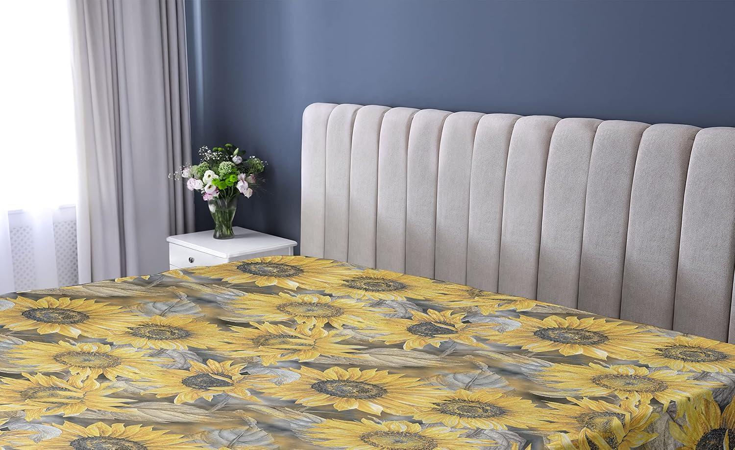 imageAmbesonne Rose Fitted Sheet Romantic Blurry Style Effect of English Garden Petals Valentines Themed Decorative Soft Fabric Bedding AllRound Elastic Pocket Full Size Dark Pink Emerald DustEarth Yellow and Grey