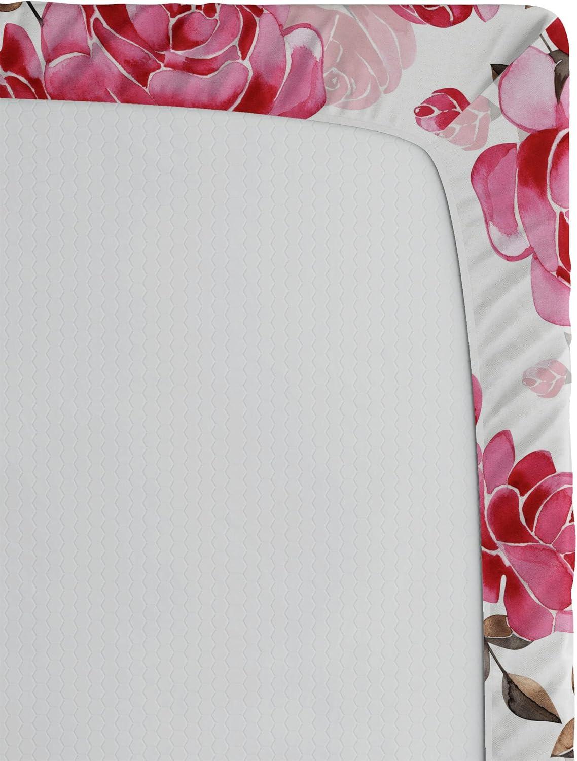 imageAmbesonne Rose Fitted Sheet Romantic Blurry Style Effect of English Garden Petals Valentines Themed Decorative Soft Fabric Bedding AllRound Elastic Pocket Full Size Dark Pink Emerald DustBrown Pink and Magenta
