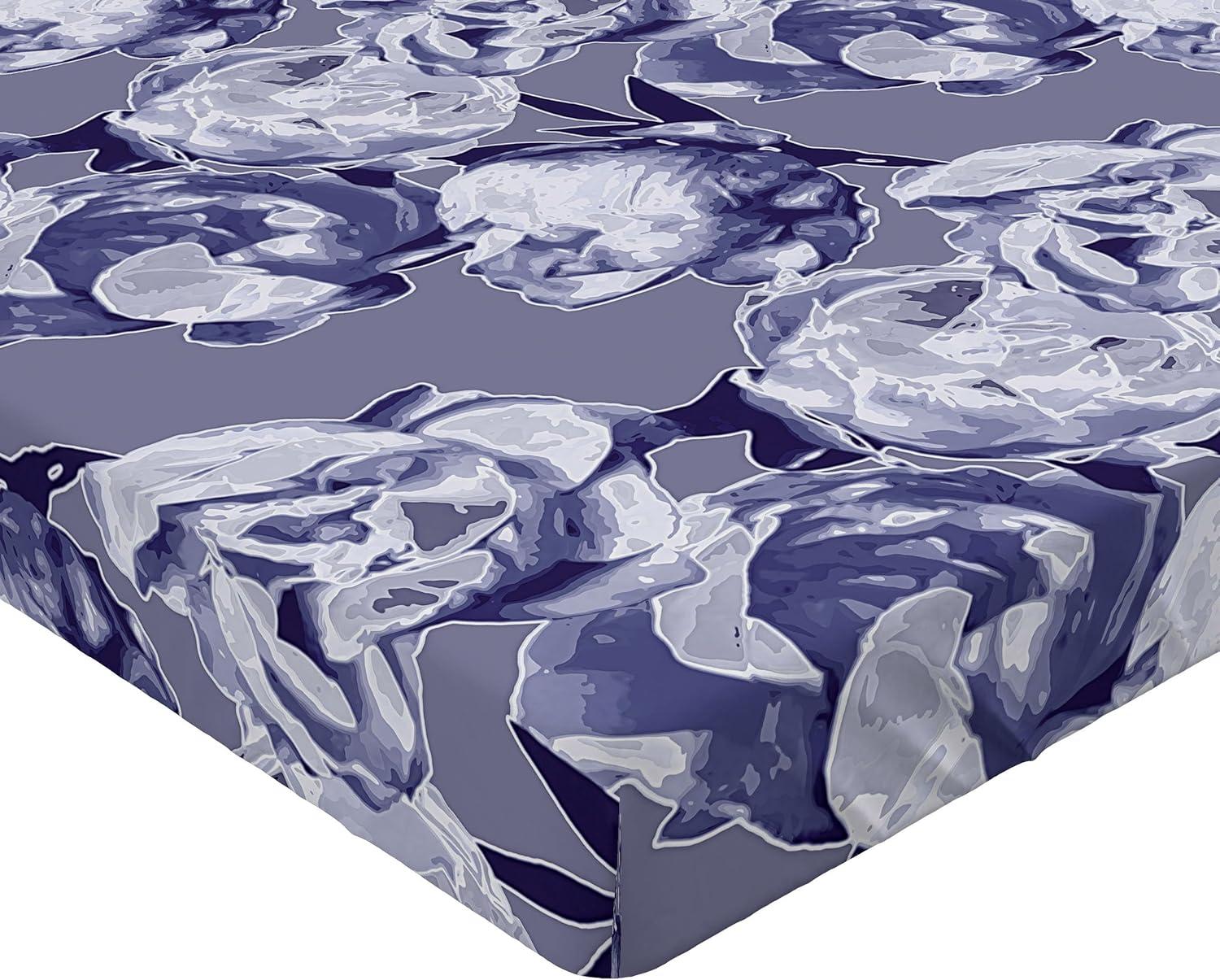 imageAmbesonne Rose Fitted Sheet Romantic Blurry Style Effect of English Garden Petals Valentines Themed Decorative Soft Fabric Bedding AllRound Elastic Pocket Full Size Dark Pink Emerald DustQuartz Ceil Blue and Indigo