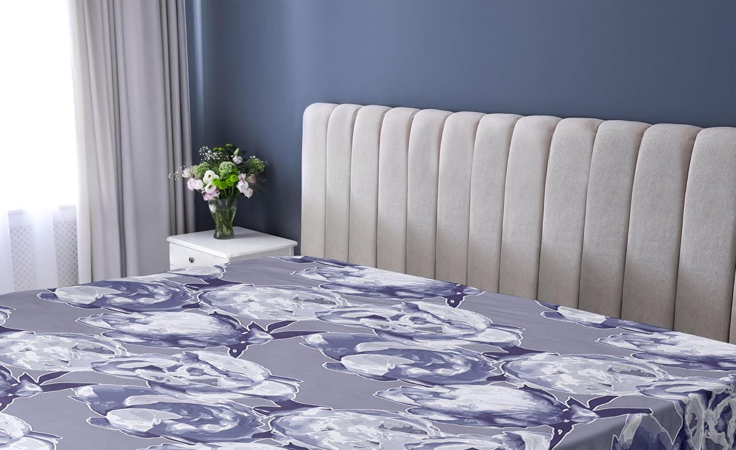 imageAmbesonne Rose Fitted Sheet Romantic Blurry Style Effect of English Garden Petals Valentines Themed Decorative Soft Fabric Bedding AllRound Elastic Pocket Full Size Dark Pink Emerald DustQuartz Ceil Blue and Indigo