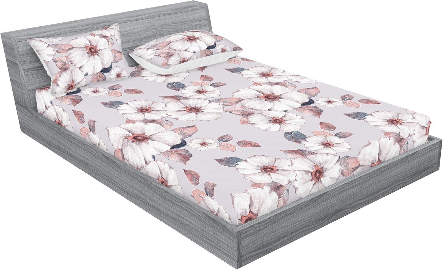 imageAmbesonne Rose Fitted Sheet amp Pillow Sham Set Romantic Blurry Style Effect of English Garden Petals Valentines Themed Decorative Printed 3 Piece Bedding Decor Set Queen Dark Pink Emerald DustBlue Grey and Coral