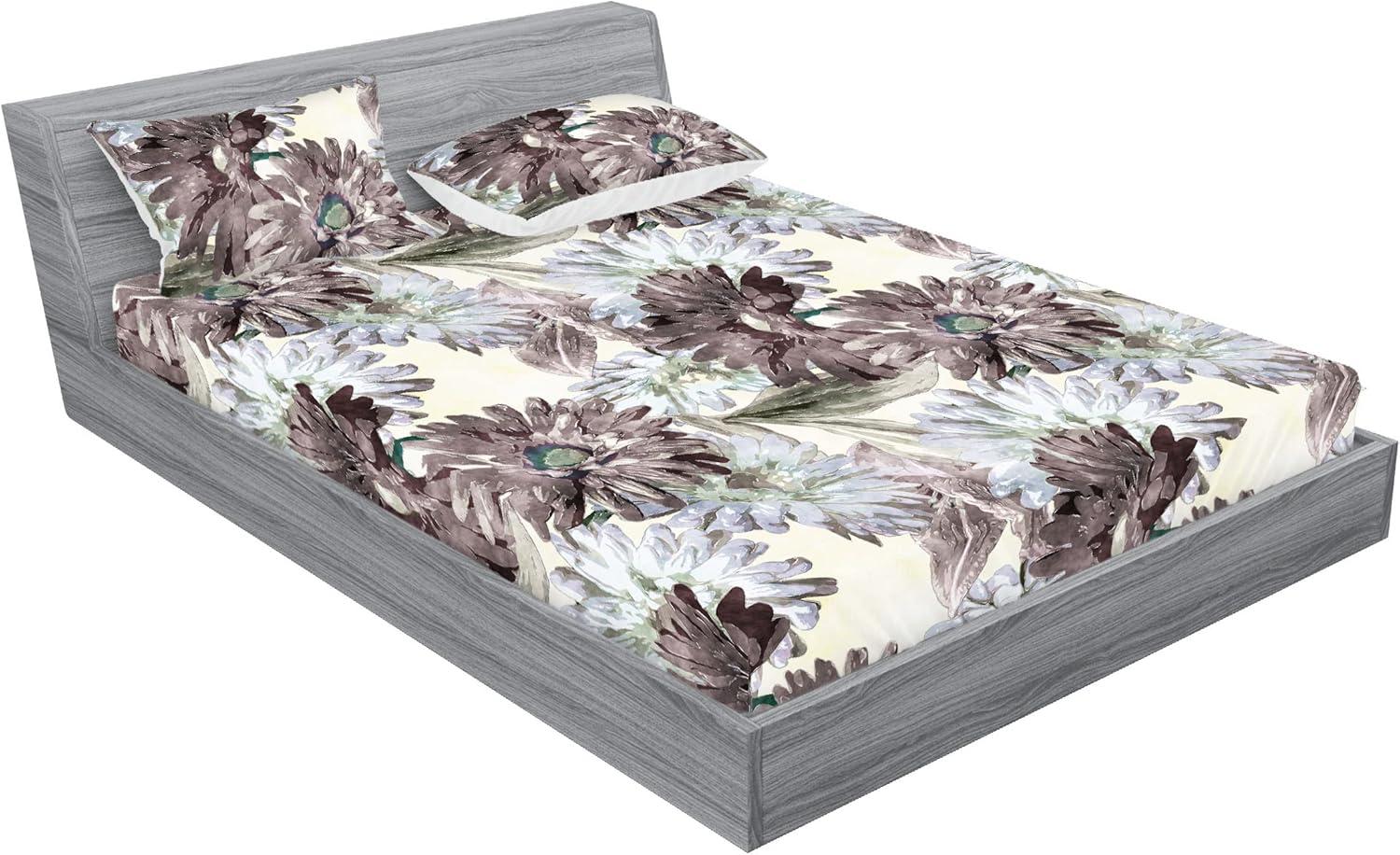 imageAmbesonne Rose Fitted Sheet amp Pillow Sham Set Romantic Blurry Style Effect of English Garden Petals Valentines Themed Decorative Printed 3 Piece Bedding Decor Set Queen Dark Pink Emerald DustTaupe Lilac Ivory