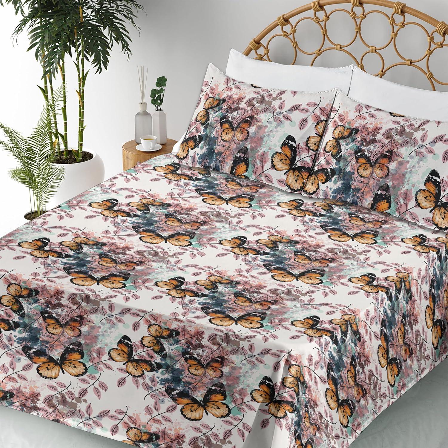 imageAmbesonne Rose Sheet Set Romantic Blurry Style Effect of English Garden Petals Valentines Themed Fitted and Flat Sheet with Pillowcases Bedding Accent 4 Piece Set Full Dark Pink Emerald DustRose Marigold