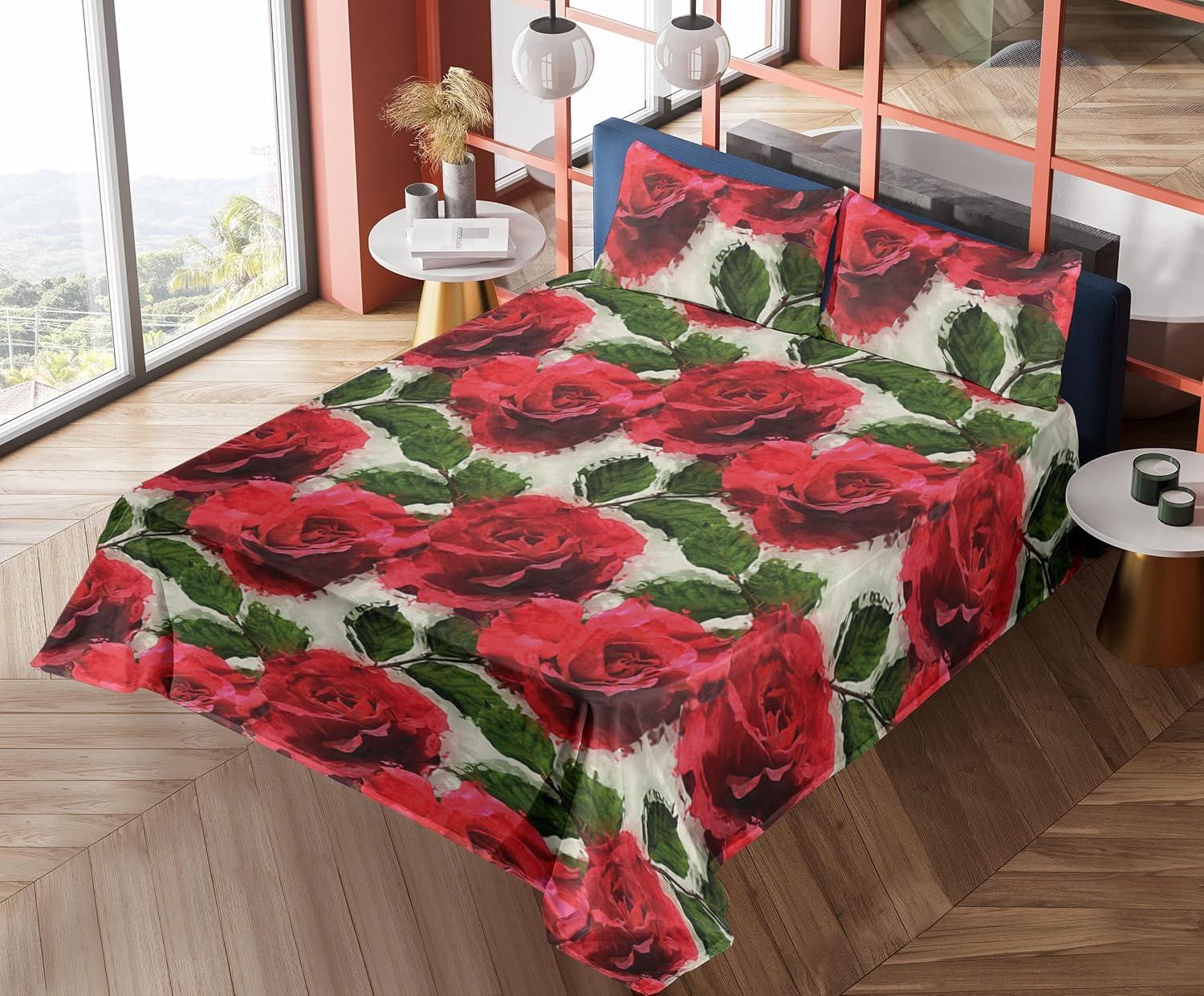 imageAmbesonne Rose Sheet Set Romantic Blurry Style Effect of English Garden Petals Valentines Themed Fitted and Flat Sheet with Pillowcases Bedding Accent 4 Piece Set Full Dark Pink Emerald DustDark Pink Emerald Dust