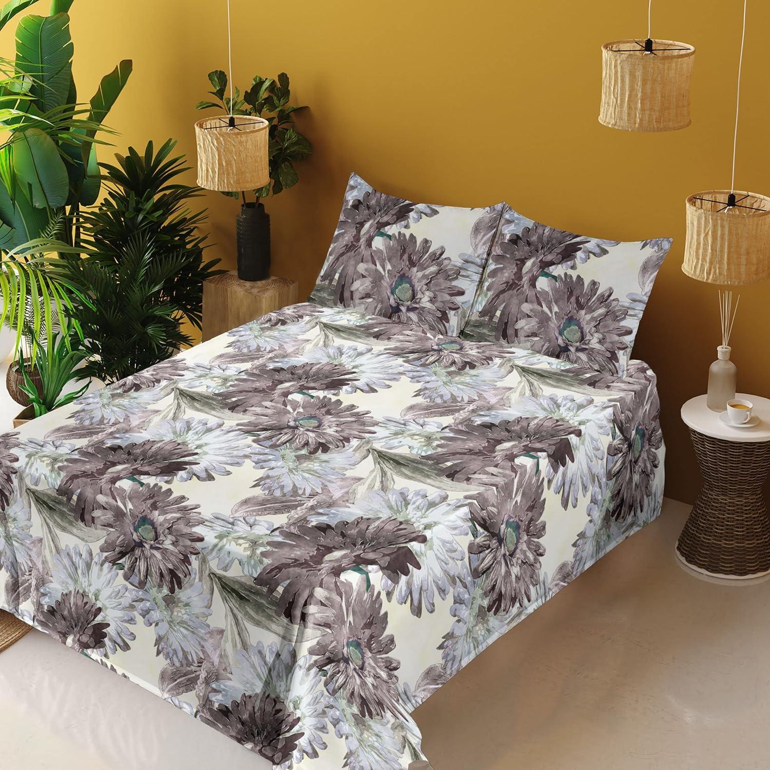 imageAmbesonne Rose Sheet Set Romantic Blurry Style Effect of English Garden Petals Valentines Themed Fitted and Flat Sheet with Pillowcases Bedding Accent 4 Piece Set Full Dark Pink Emerald DustTaupe Lilac Ivory