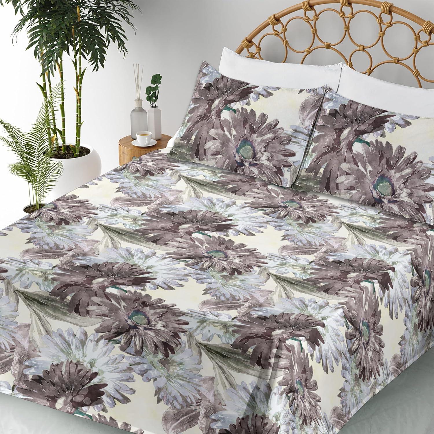 imageAmbesonne Rose Sheet Set Romantic Blurry Style Effect of English Garden Petals Valentines Themed Fitted and Flat Sheet with Pillowcases Bedding Accent 4 Piece Set Full Dark Pink Emerald DustTaupe Lilac Ivory