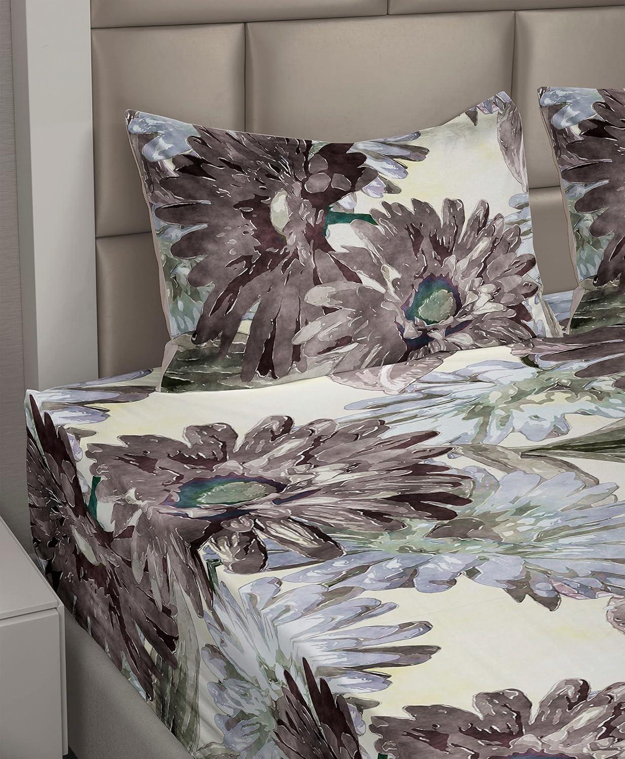 imageAmbesonne Rose Sheet Set Romantic Blurry Style Effect of English Garden Petals Valentines Themed Fitted and Flat Sheet with Pillowcases Bedding Accent 4 Piece Set Full Dark Pink Emerald DustTaupe Lilac Ivory