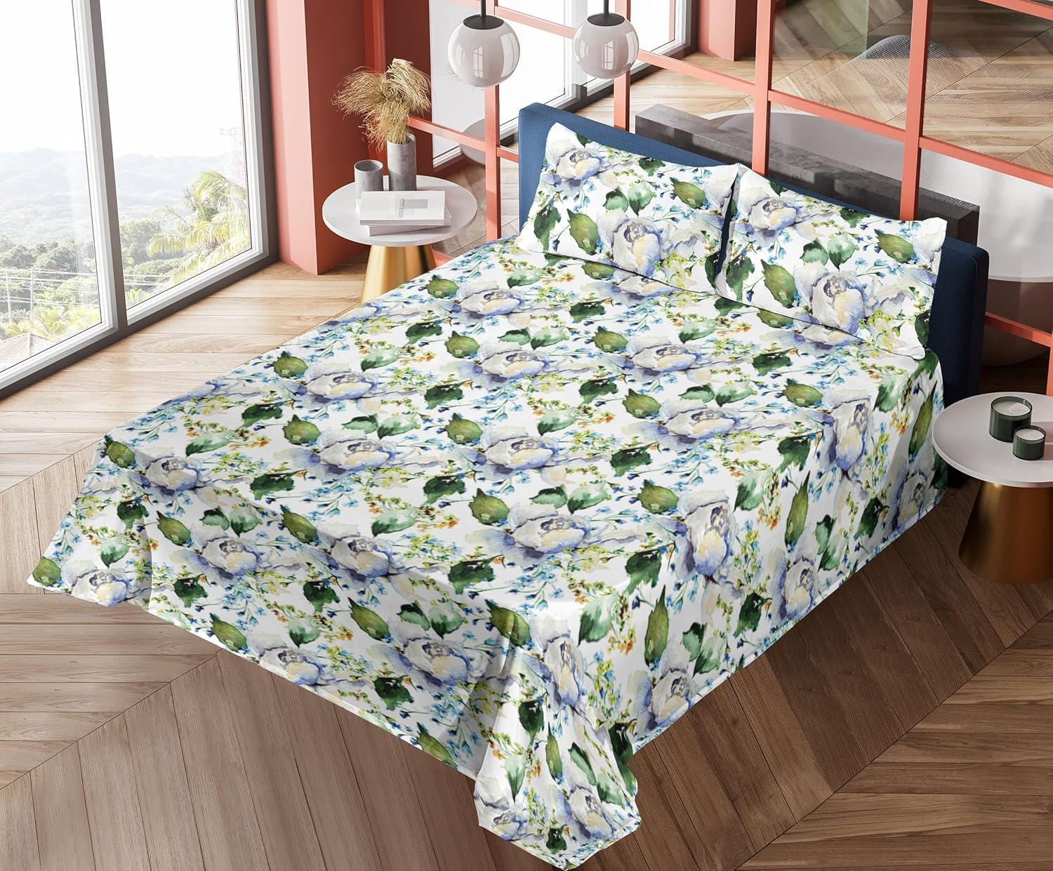 imageAmbesonne Rose Sheet Set Romantic Blurry Style Effect of English Garden Petals Valentines Themed Fitted and Flat Sheet with Pillowcases Bedding Accent 4 Piece Set Full Dark Pink Emerald DustOlive Green Blue and Lavender